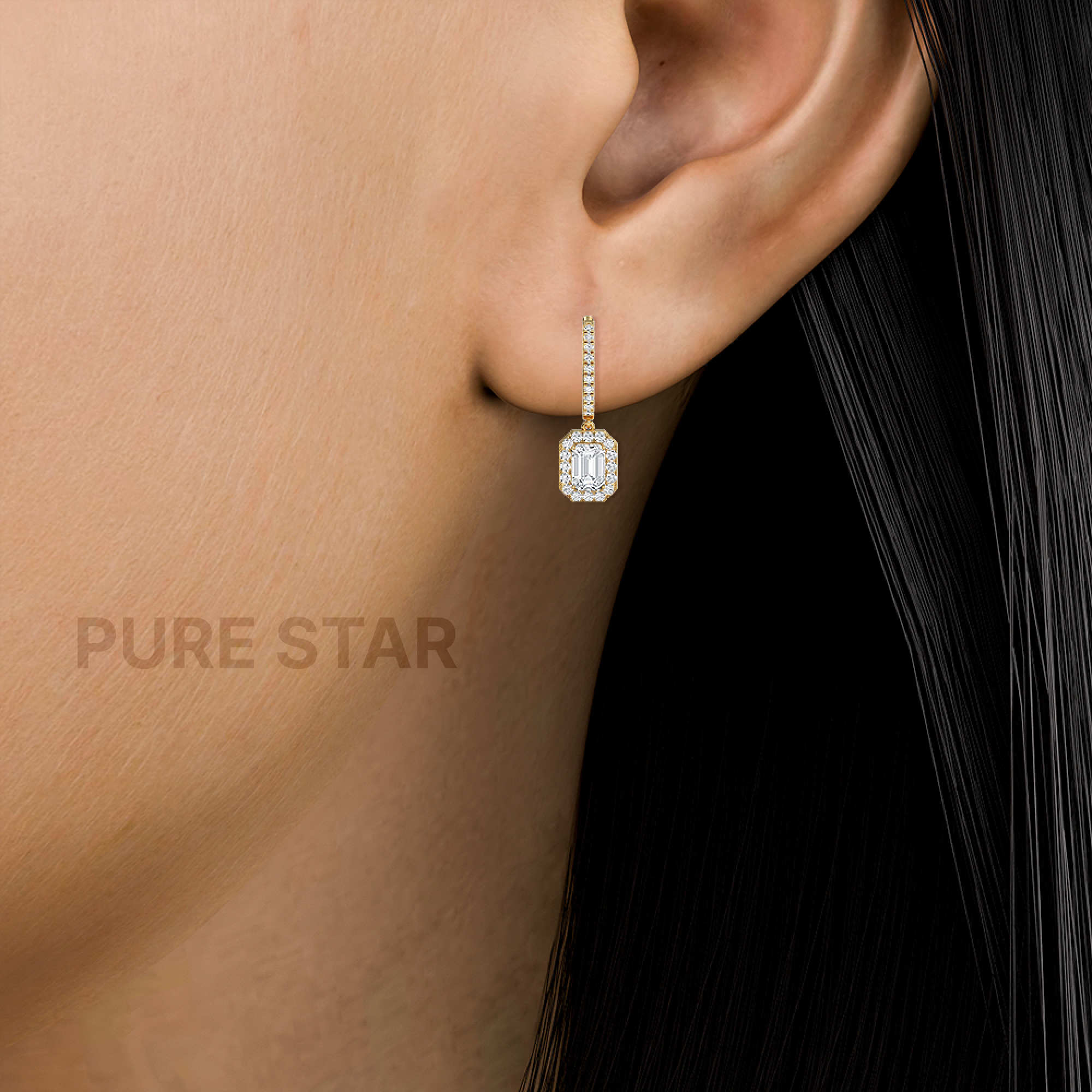 Parker Emerald Lab Grown  Earring 0.15CT 14K Yellow Gold-purestarjewelry