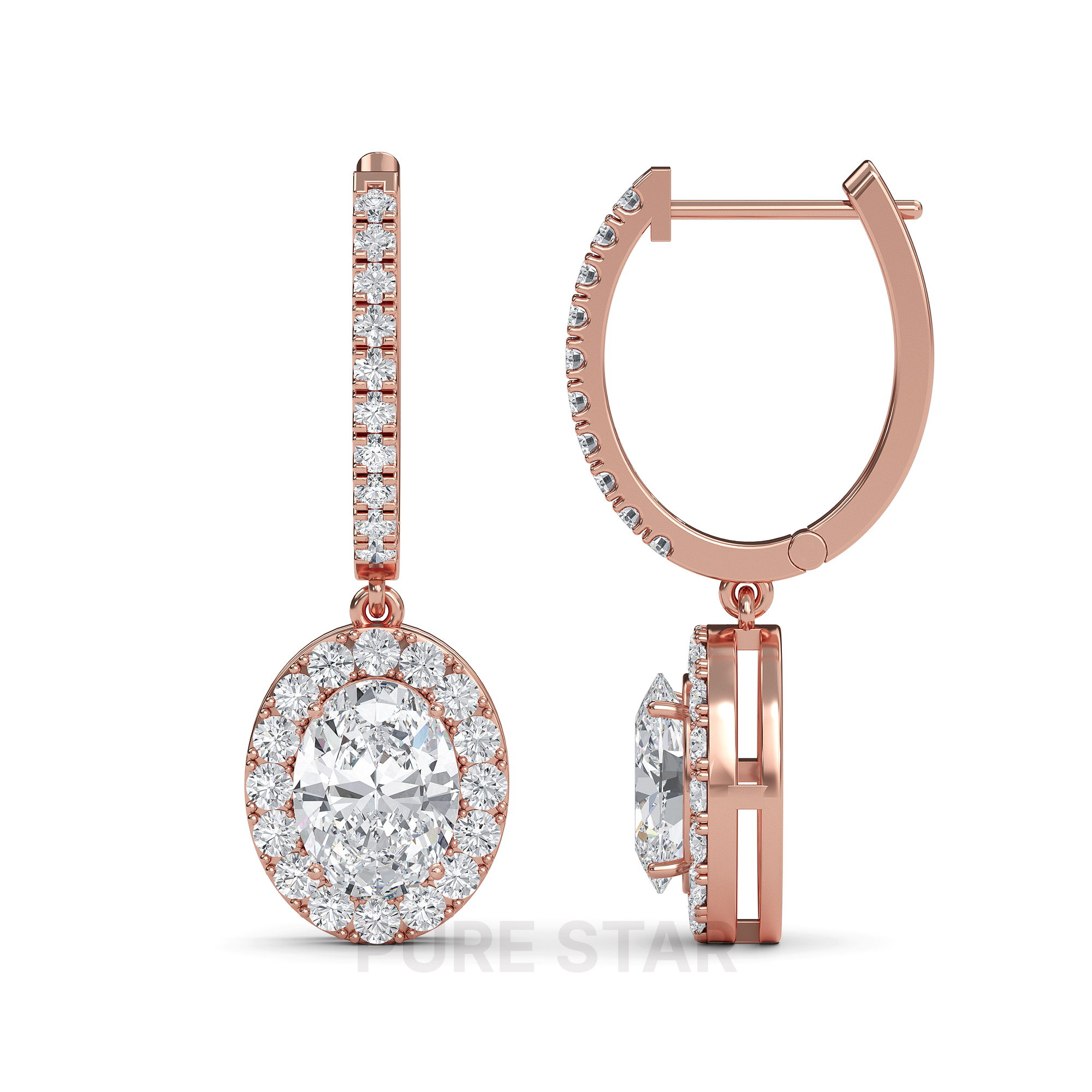 Reagan Oval Lab Grown  Earring 0.30CT 18K Rose Gold-purestarjewelry