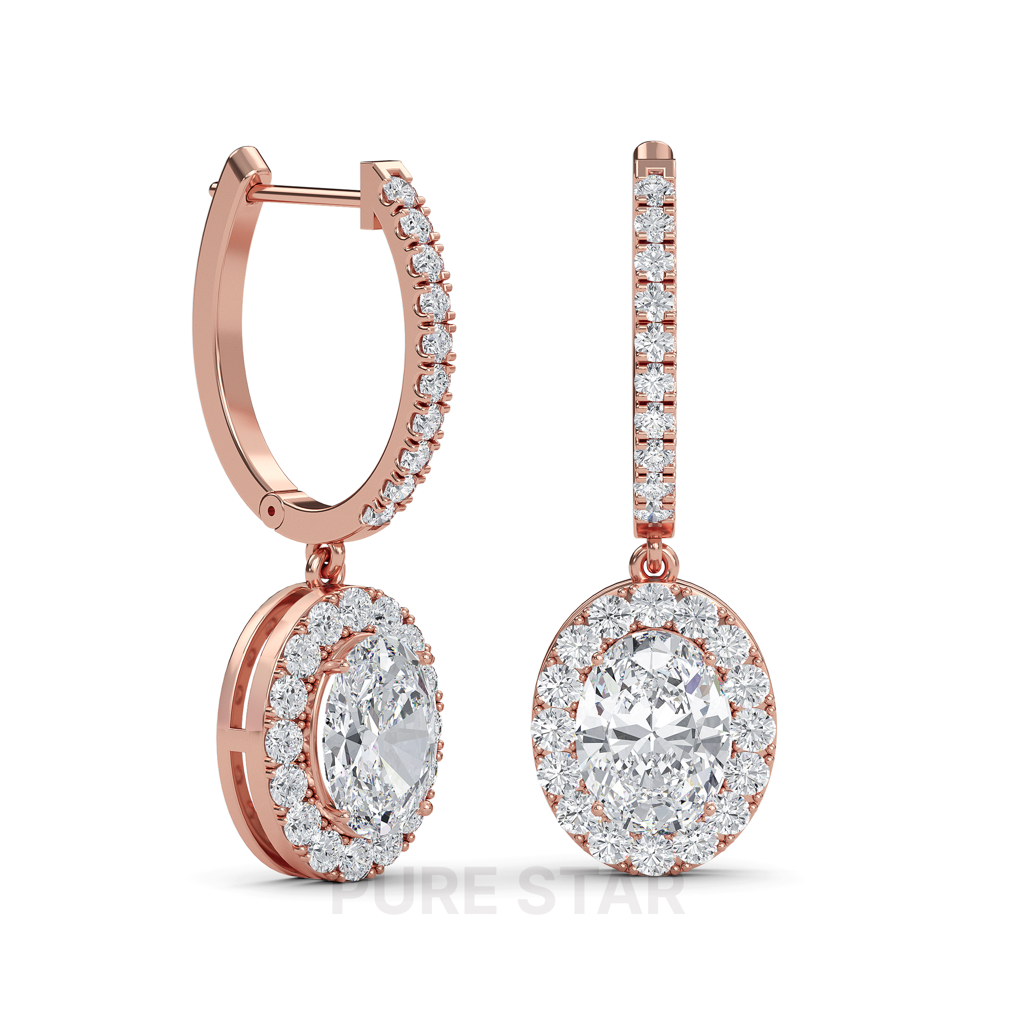Reagan Oval Lab Grown  Earring 0.30CT 18K Rose Gold-purestarjewelry