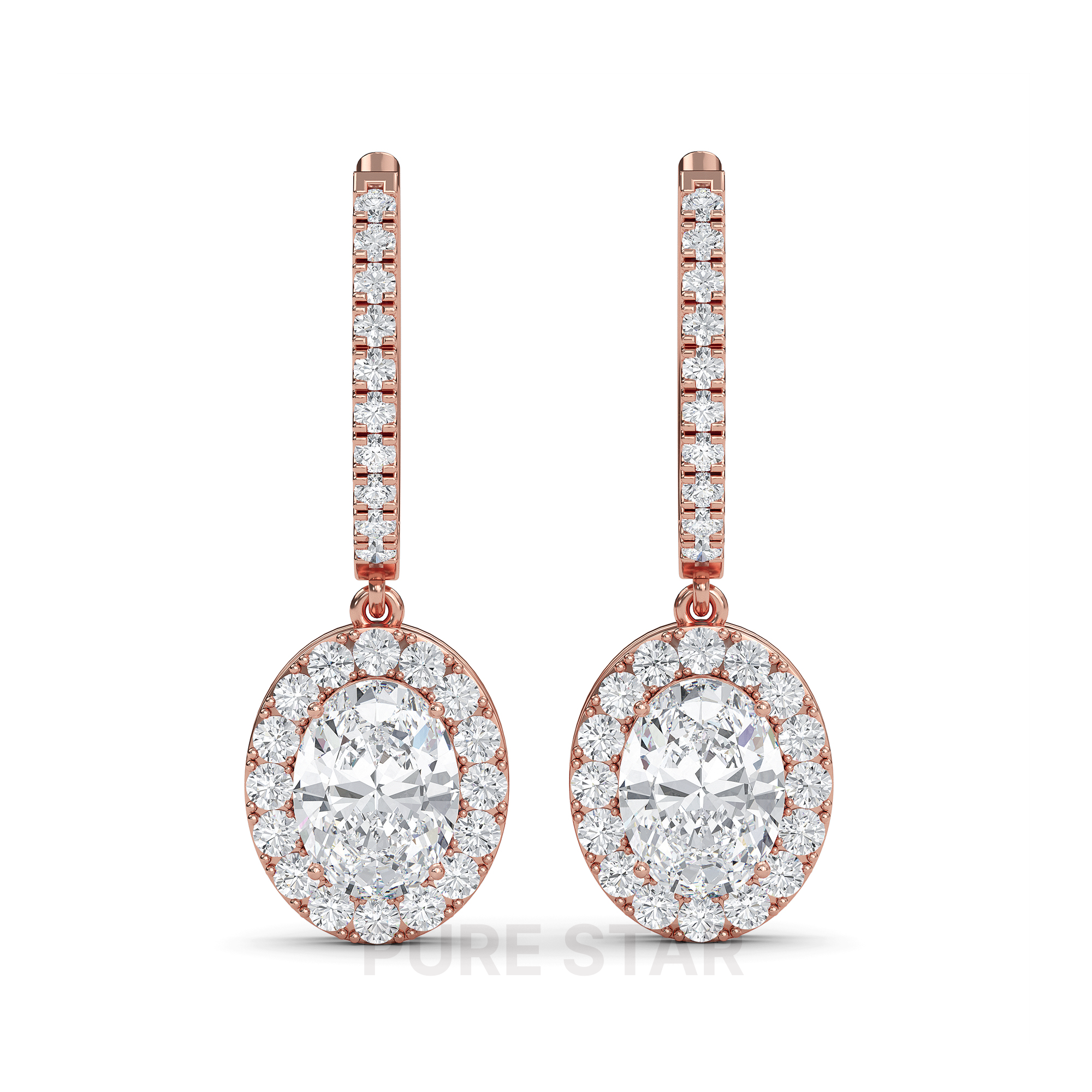 Reagan Oval Lab Grown  Earring 0.30CT 18K Rose Gold-purestarjewelry