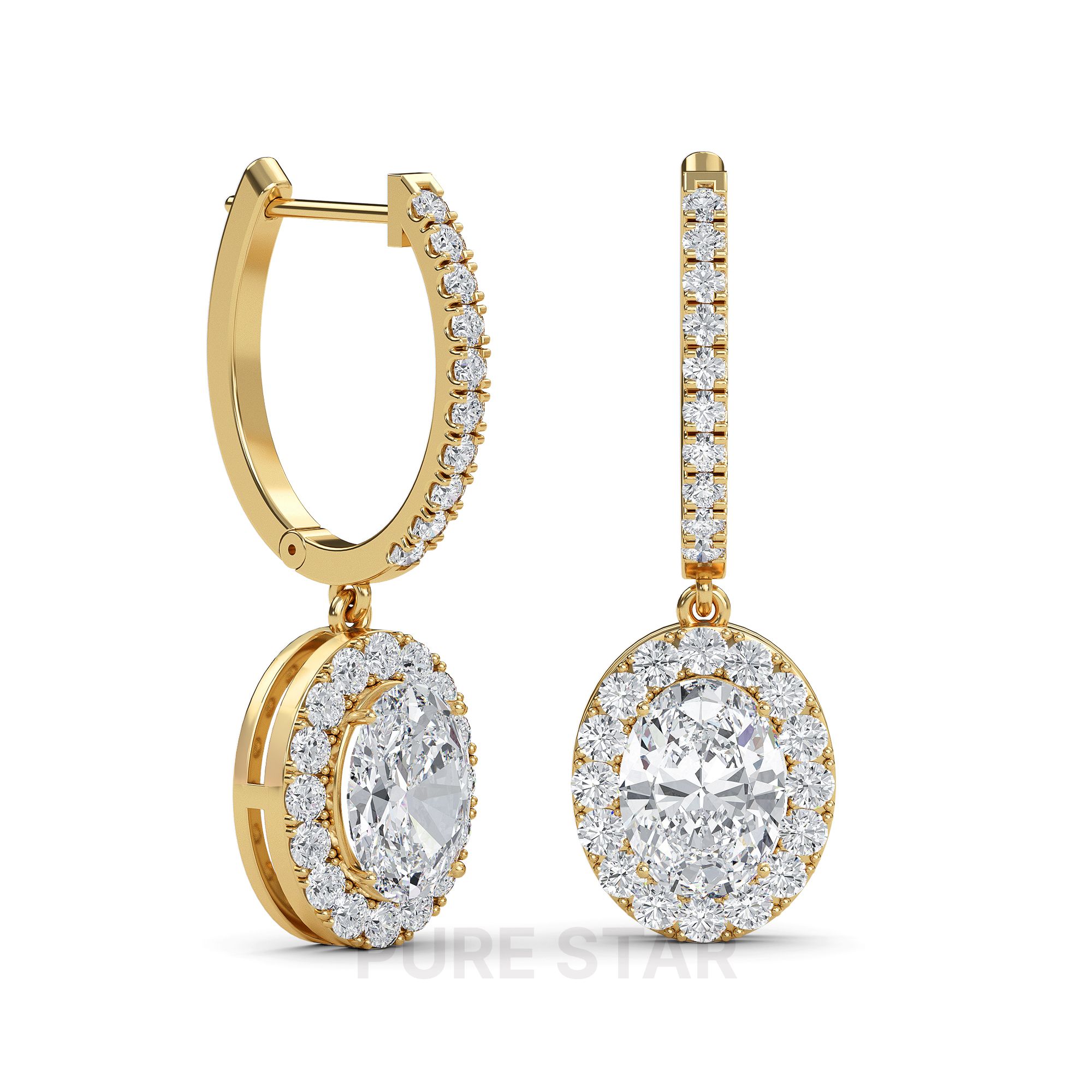 Reagan Oval Lab Grown  Earring 0.50CT 14K Yellow Gold-purestarjewelry