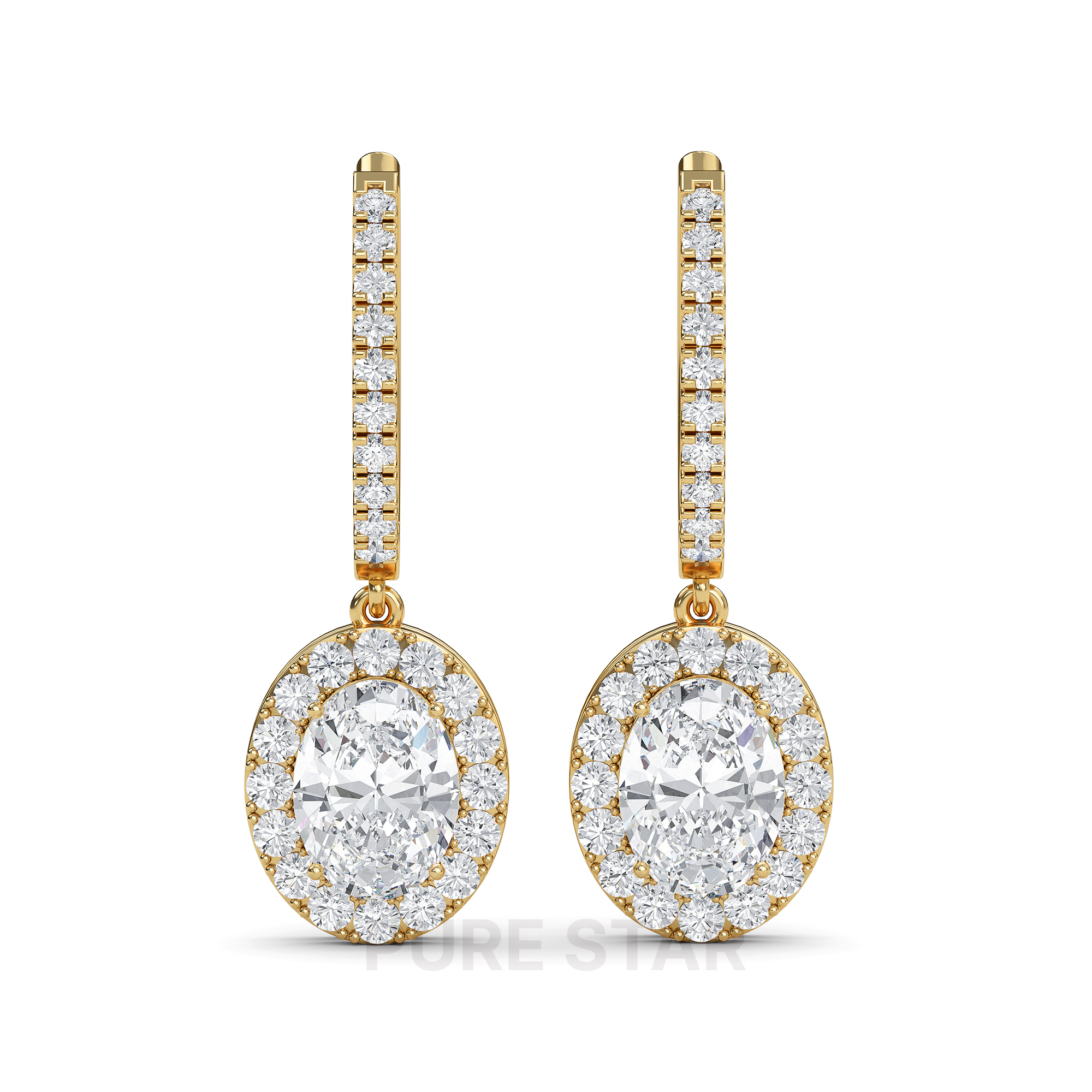 Reagan Oval Lab Grown  Earring 1CT 10K Yellow Gold-purestarjewelry