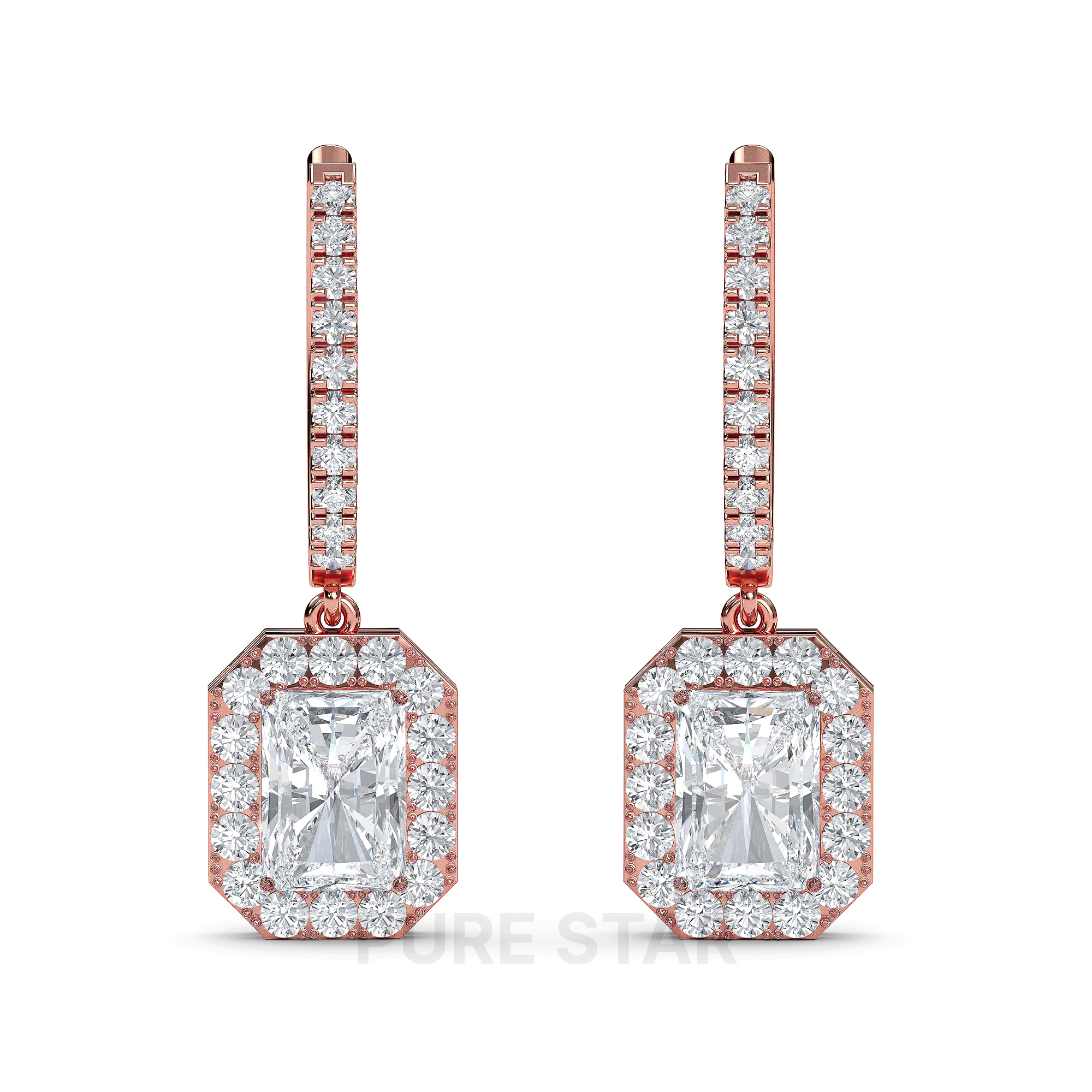 Piper Radiant Lab Grown  Earring 1CT 18K Rose Gold-purestarjewelry