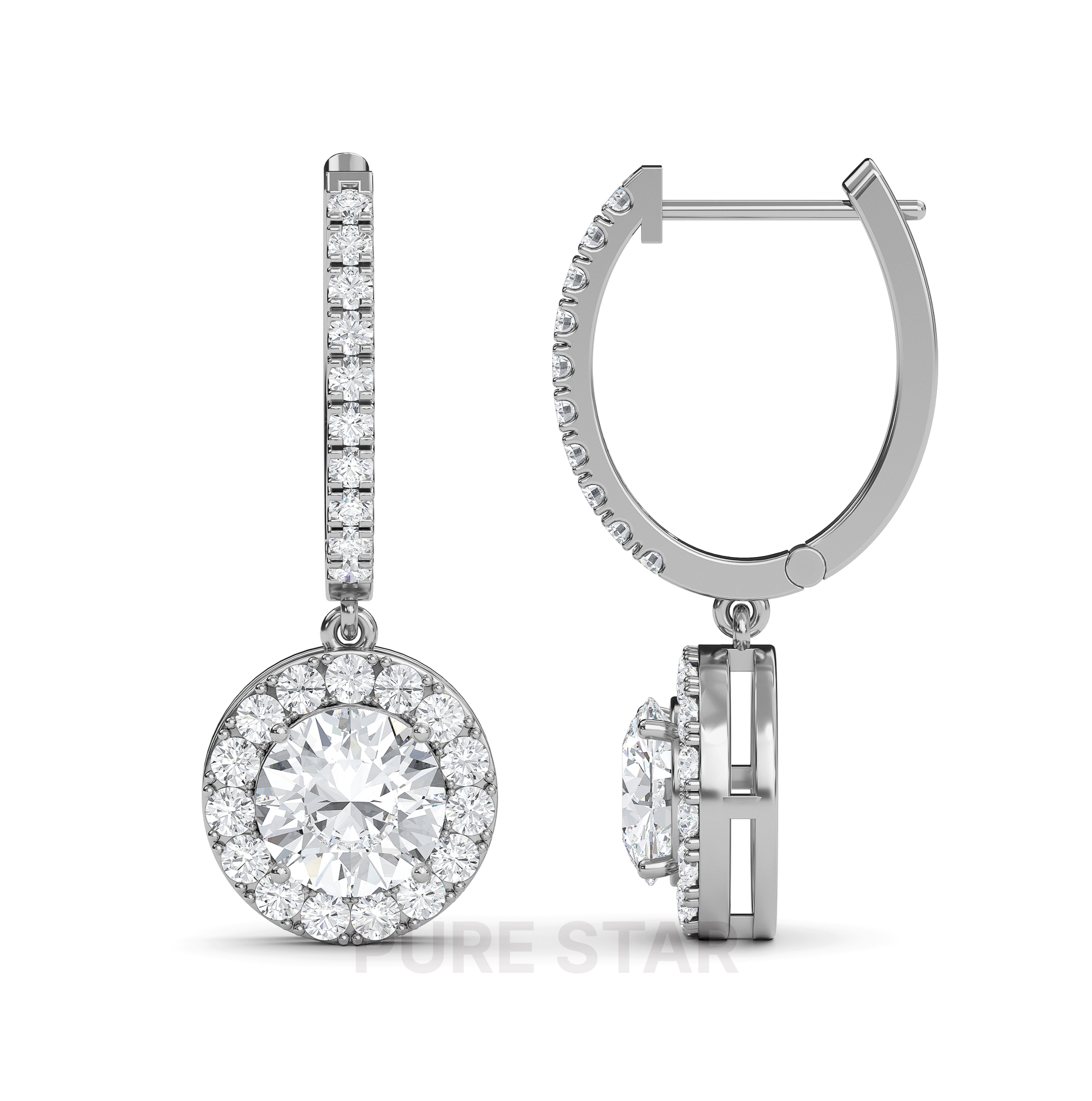 Wren Round Lab Grown  Earring 0.50CT 18K White Gold-purestarjewelry