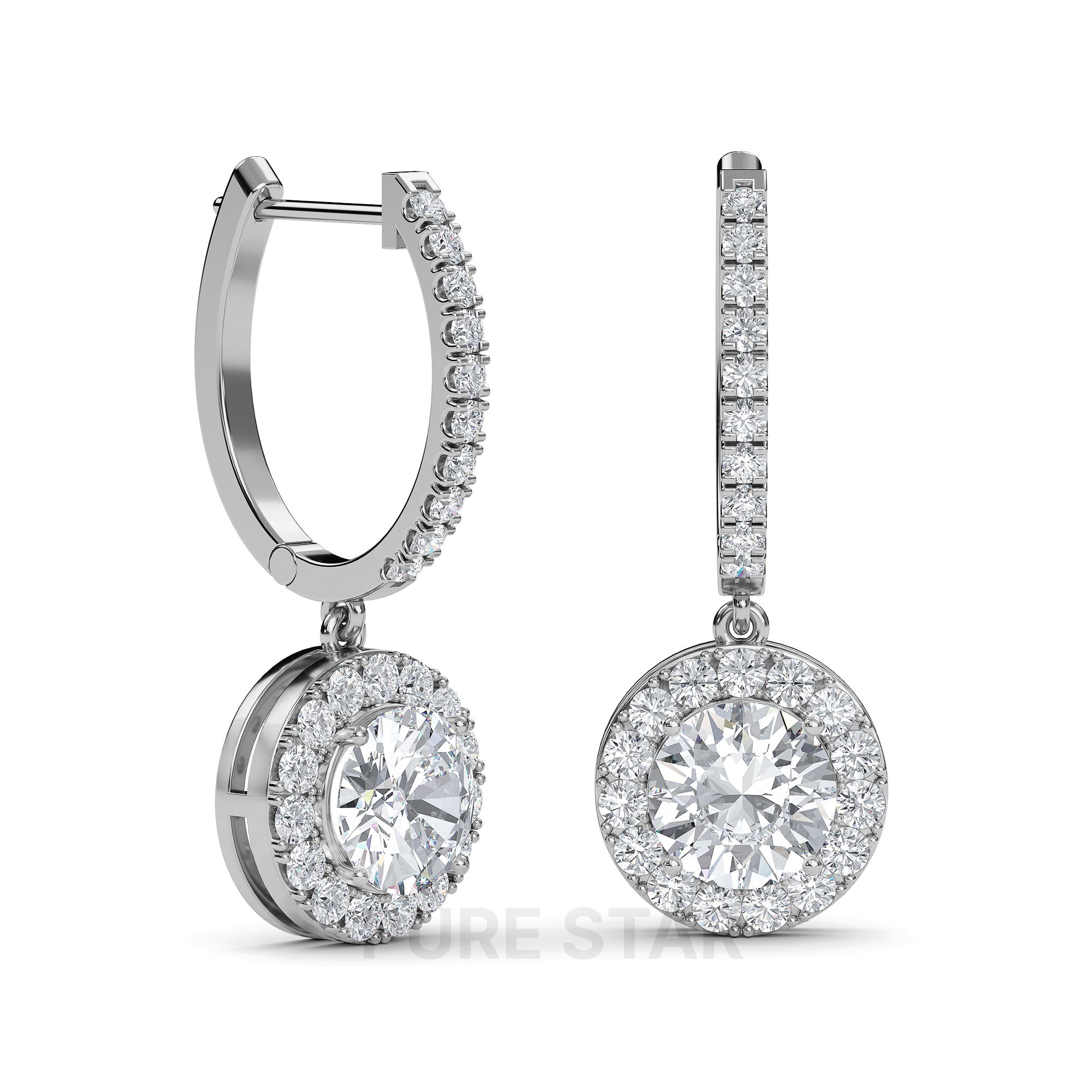 Wren Round Lab Grown  Earring 0.50CT 18K White Gold-purestarjewelry