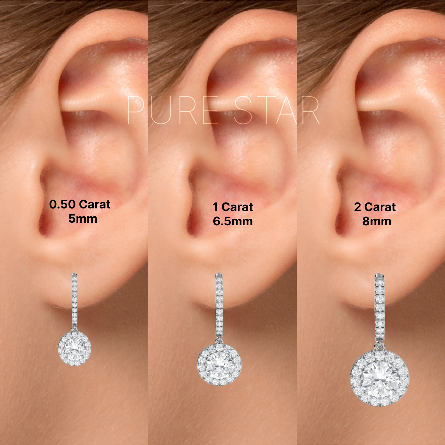 Wren Round Lab Grown  Earring 0.50CT 18K White Gold-purestarjewelry