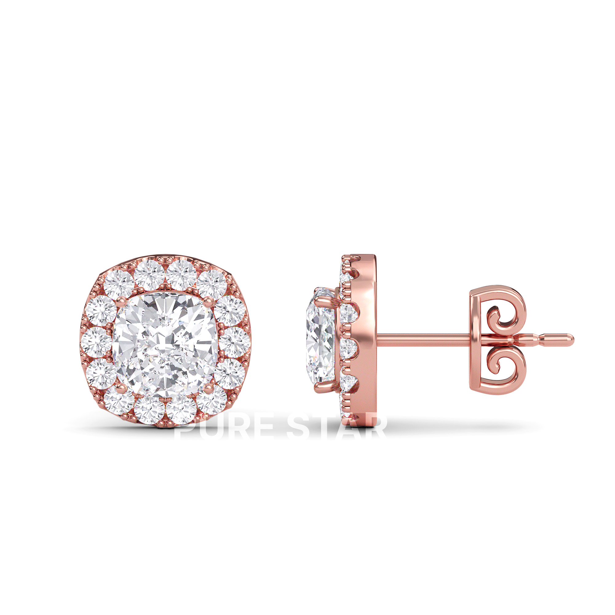Asher Emerald Lab Grown  Earring 1CT 10K Rose Gold-purestarjewelry