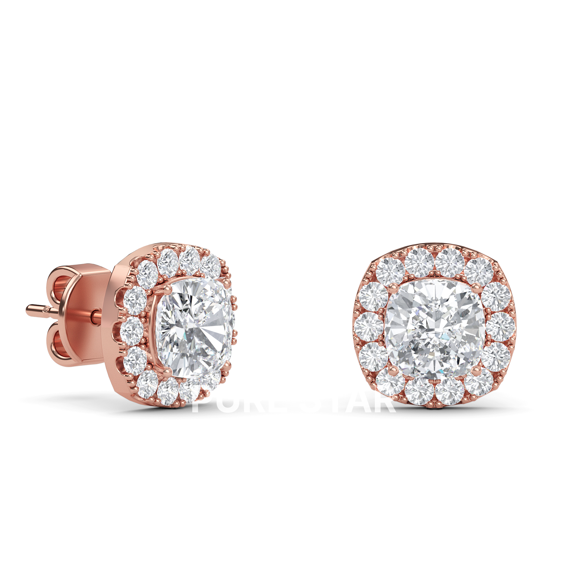 Asher Emerald Lab Grown  Earring 1CT 10K Rose Gold-purestarjewelry