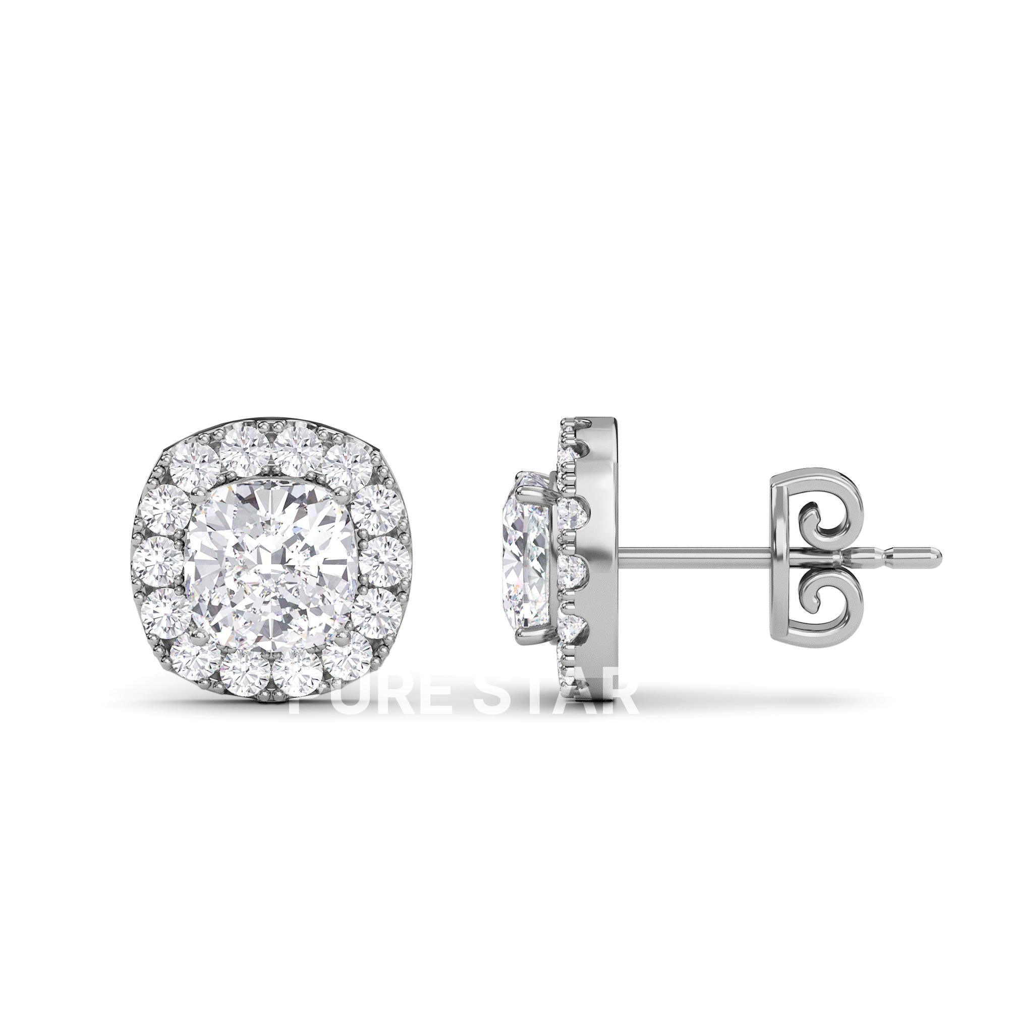 Asher Emerald Lab Grown  Earring 1CT 10K White Gold-purestarjewelry