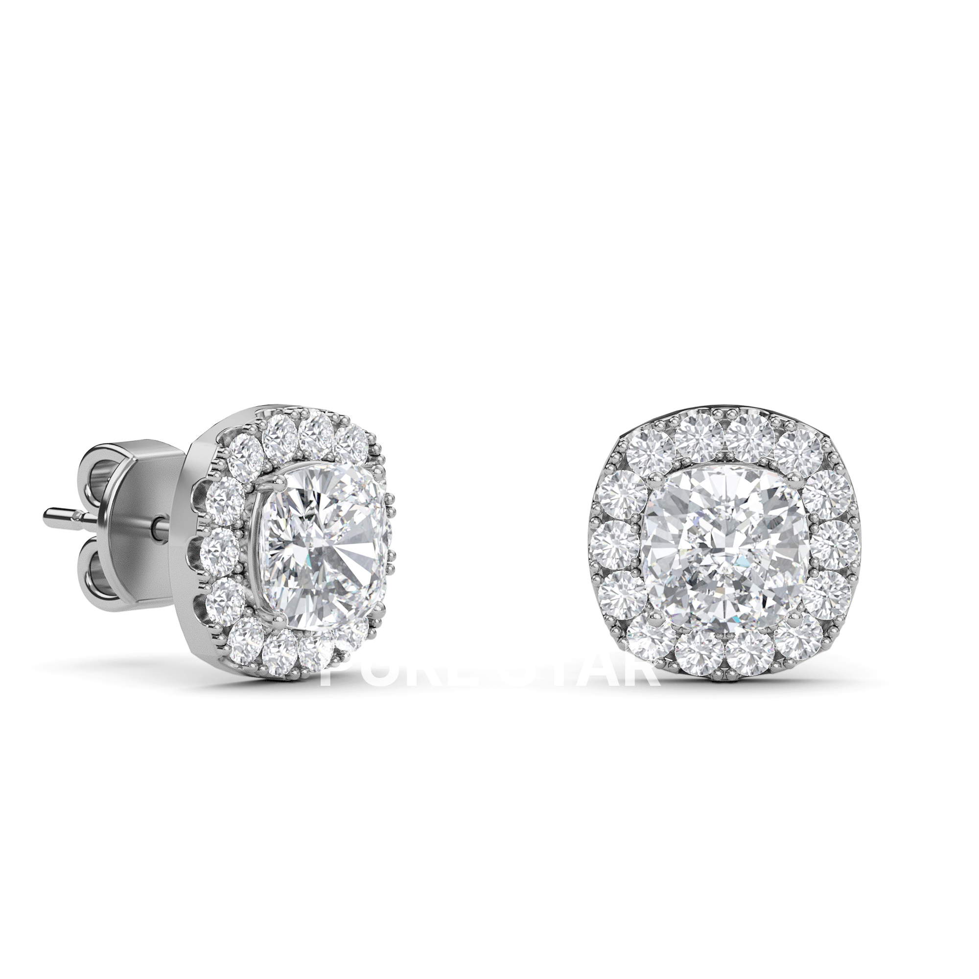 Asher Emerald Lab Grown  Earring 2CT 18K White Gold-purestarjewelry