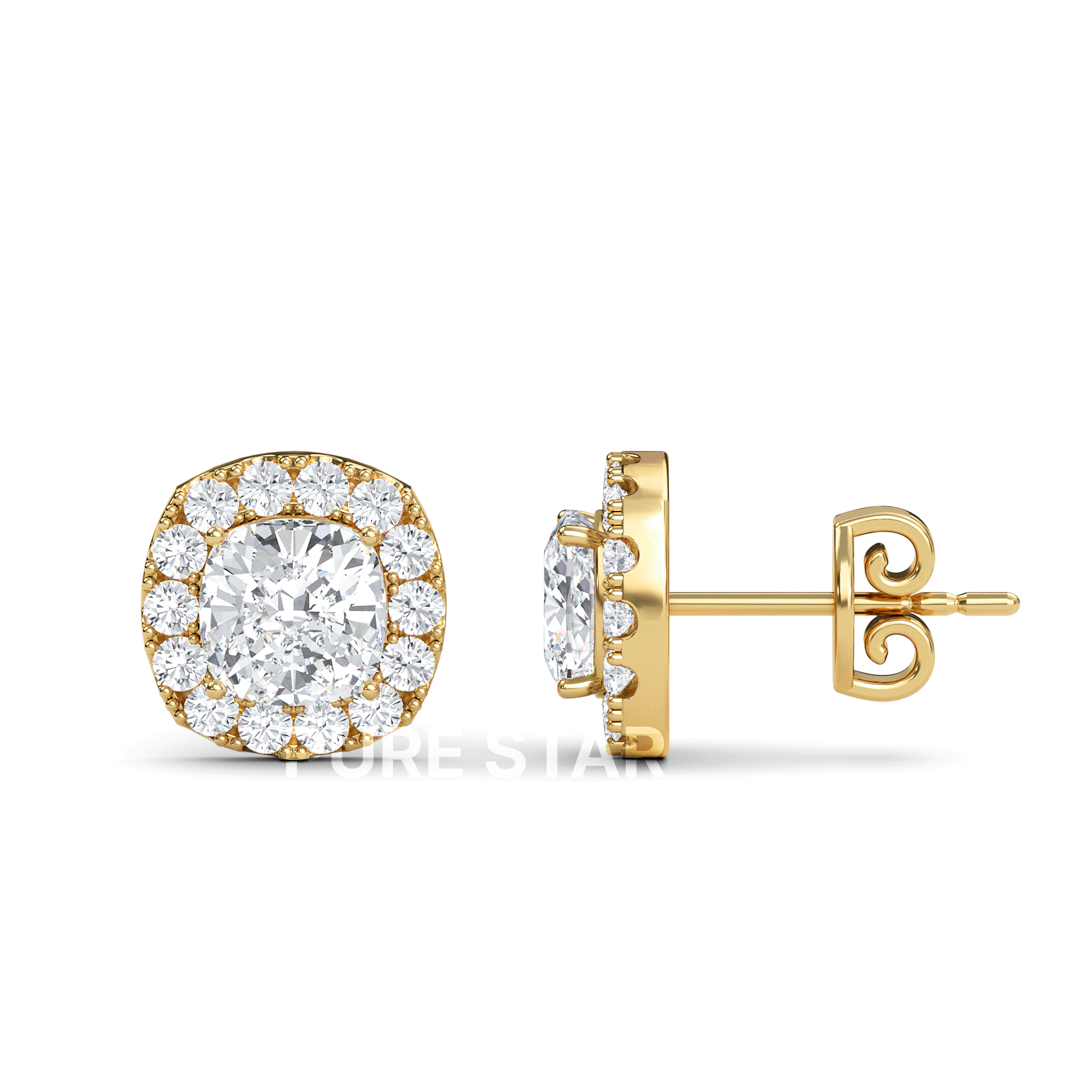 Asher Emerald Lab Grown  Earring 2CT 18K Yellow Gold-purestarjewelry