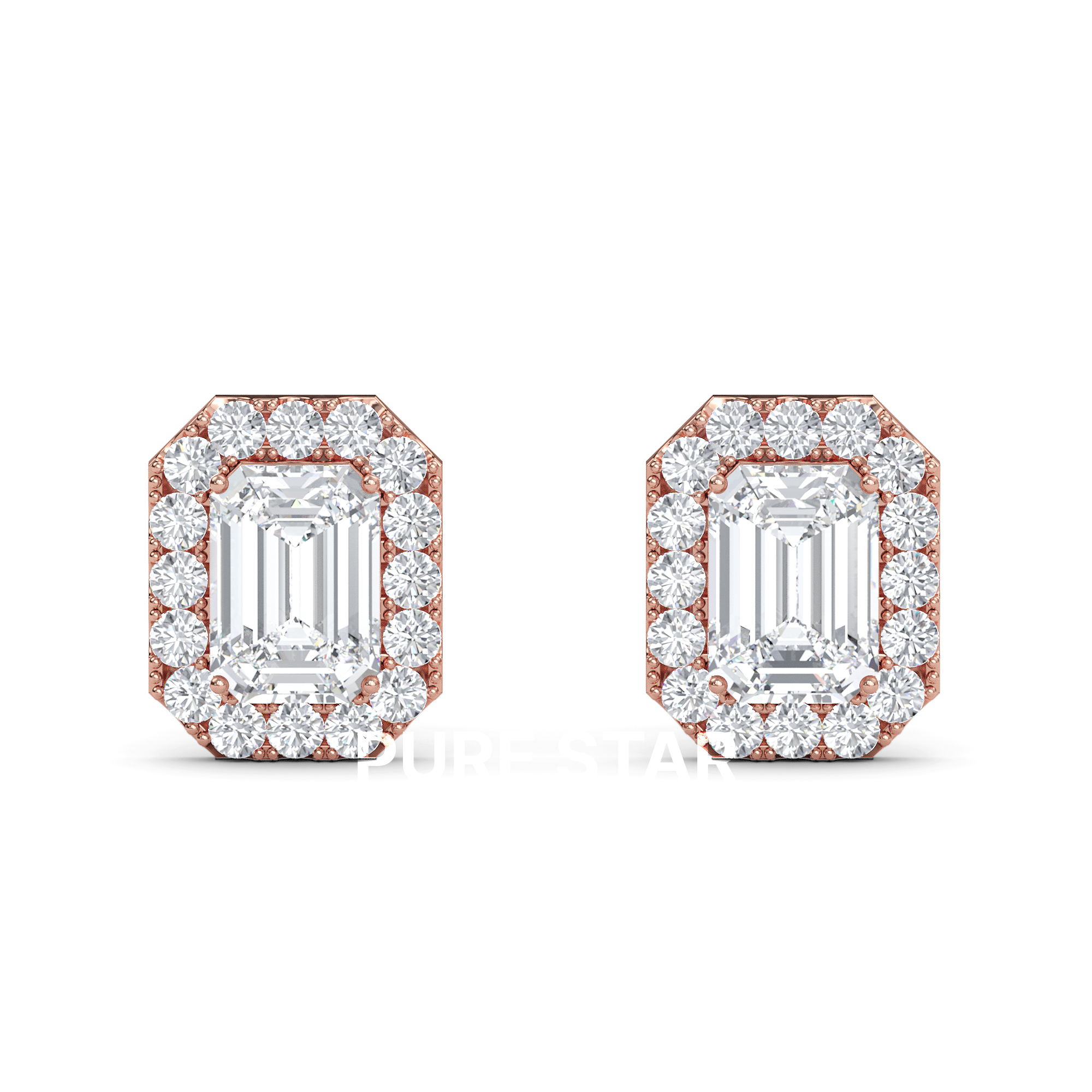WIlla Emerald Lab Grown  Earring 2CT 18K Rose Gold-purestarjewelry