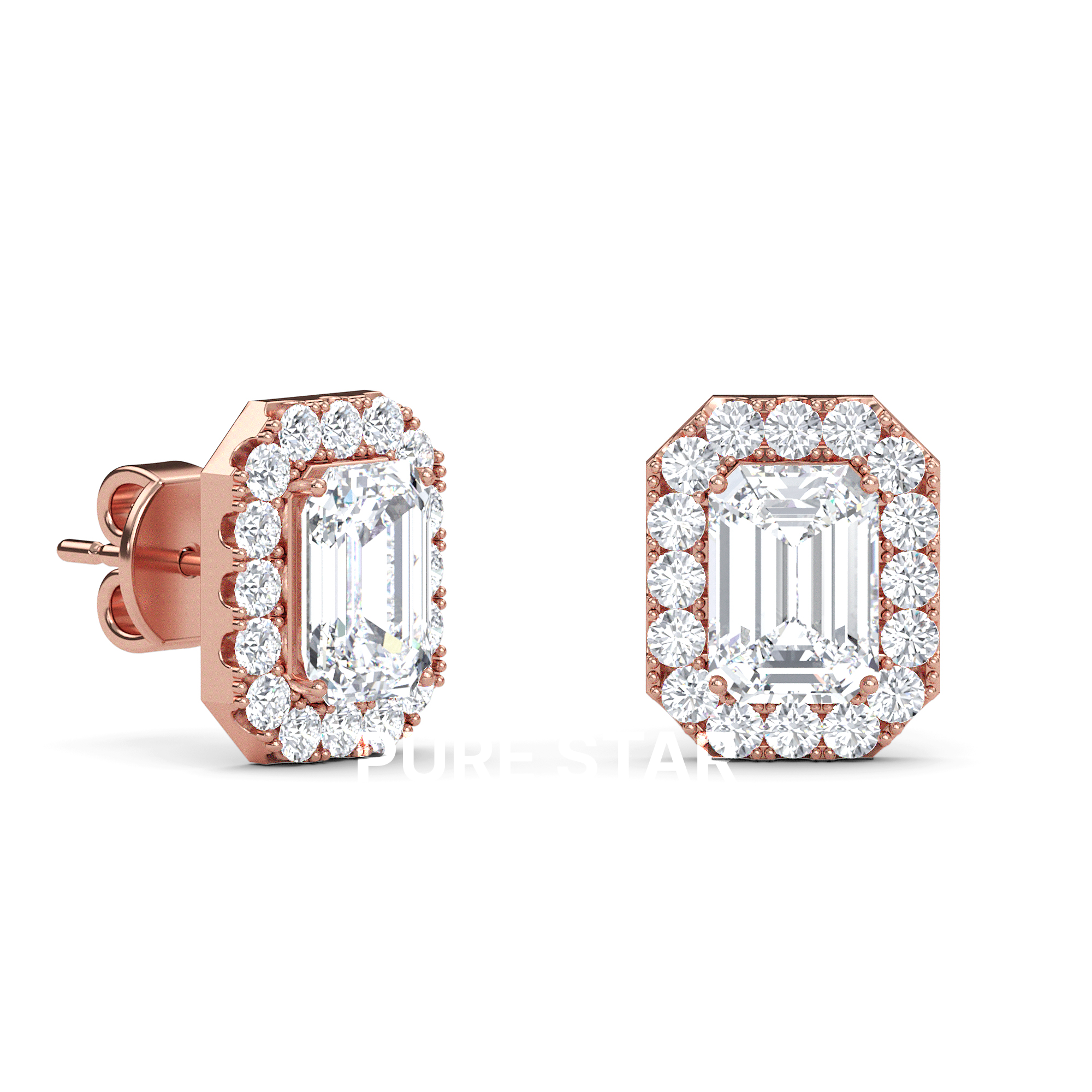 WIlla Emerald Lab Grown  Earring 2CT 18K Rose Gold-purestarjewelry