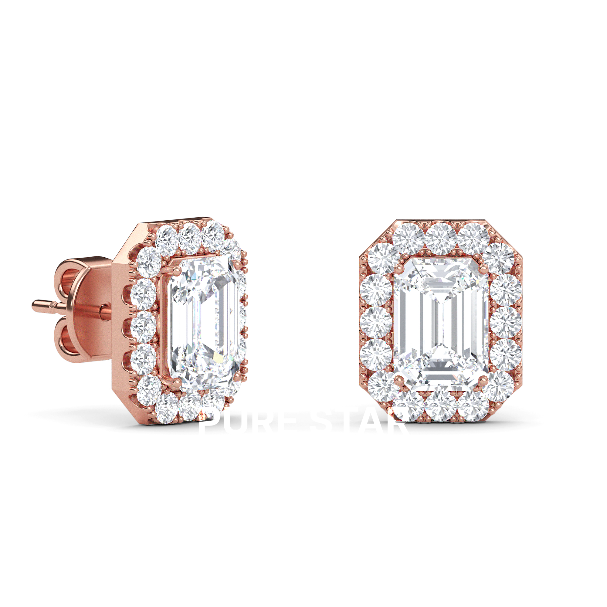 emerald shape diamond earrings