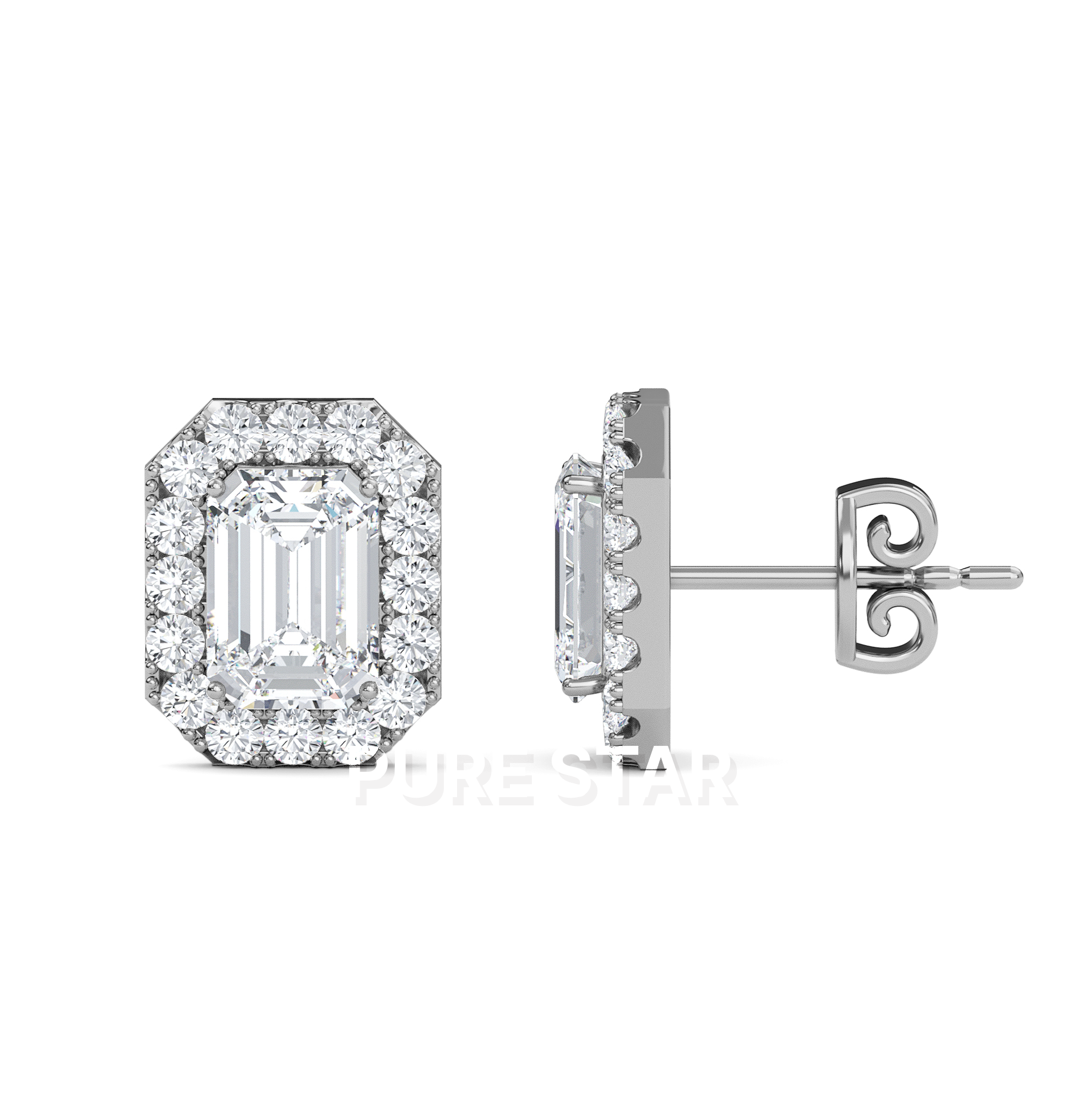 WIlla Emerald Lab Grown  Earring 1CT 10K White Gold-purestarjewelry