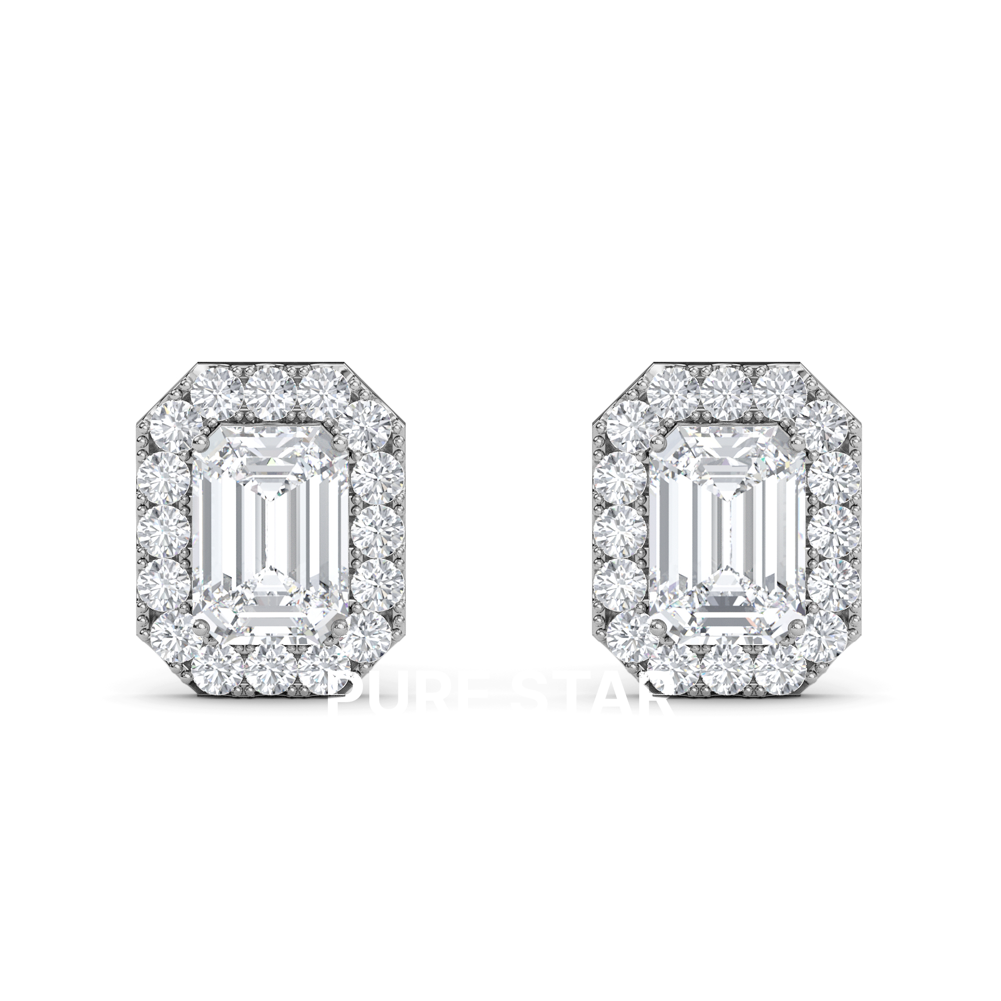 WIlla Emerald Lab Grown  Earring 1CT 10K White Gold-purestarjewelry