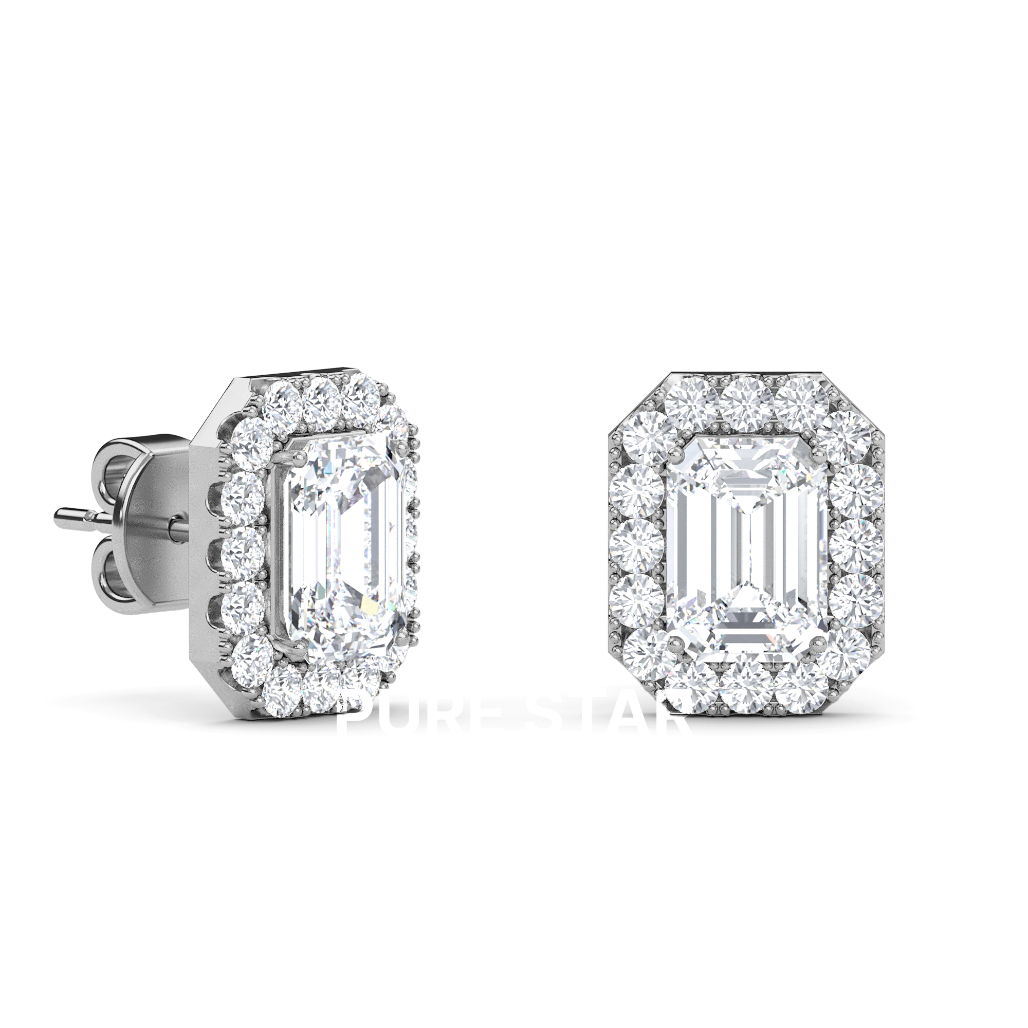 WIlla Emerald Lab Grown  Earring 1CT 10K White Gold-purestarjewelry
