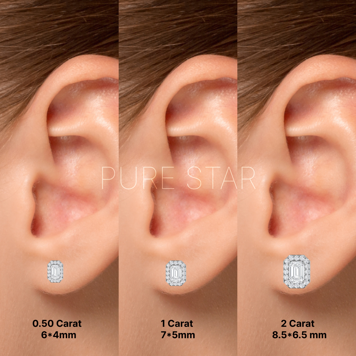 WIlla Emerald Lab Grown  Earring 1CT 10K White Gold-purestarjewelry