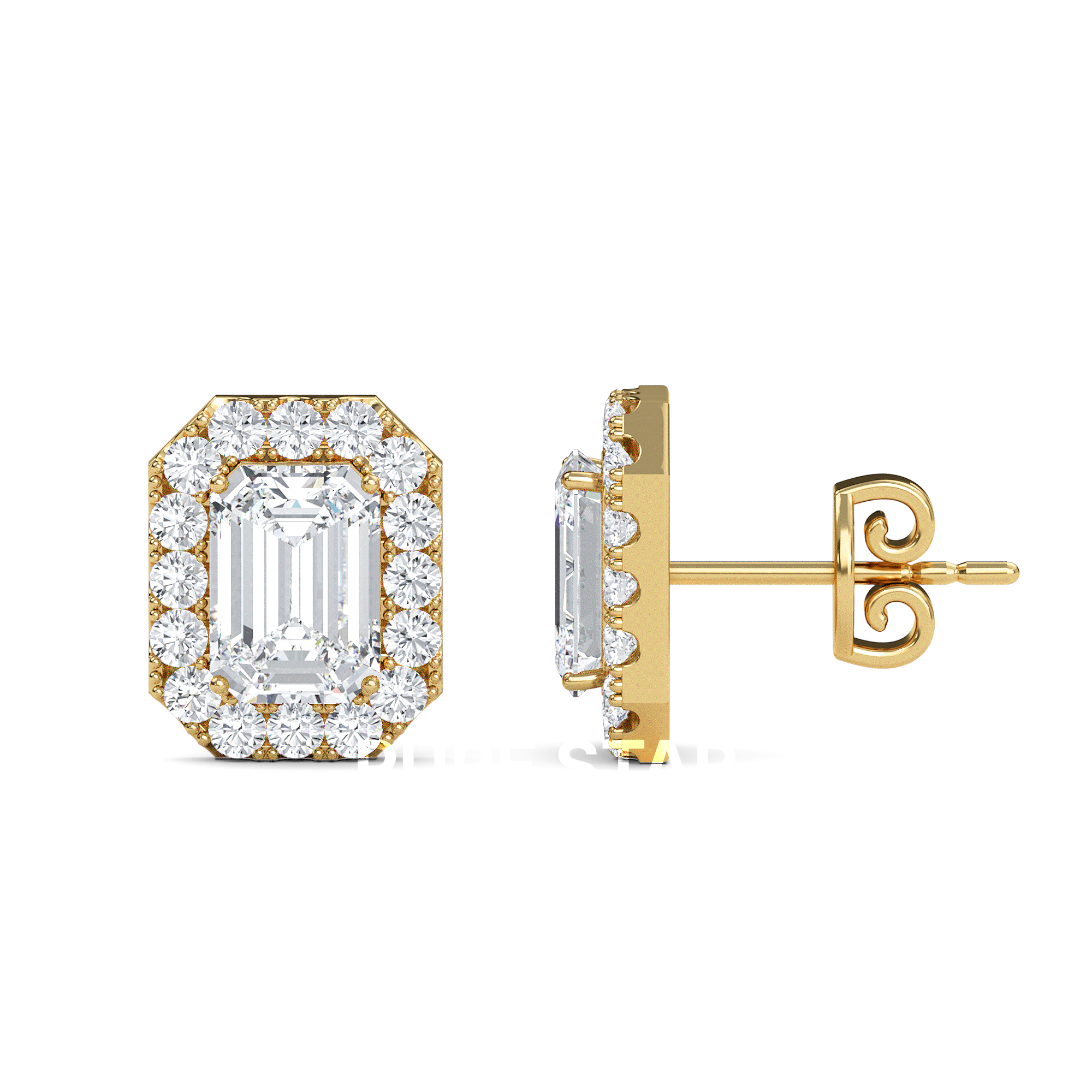 emerald shape diamond earrings