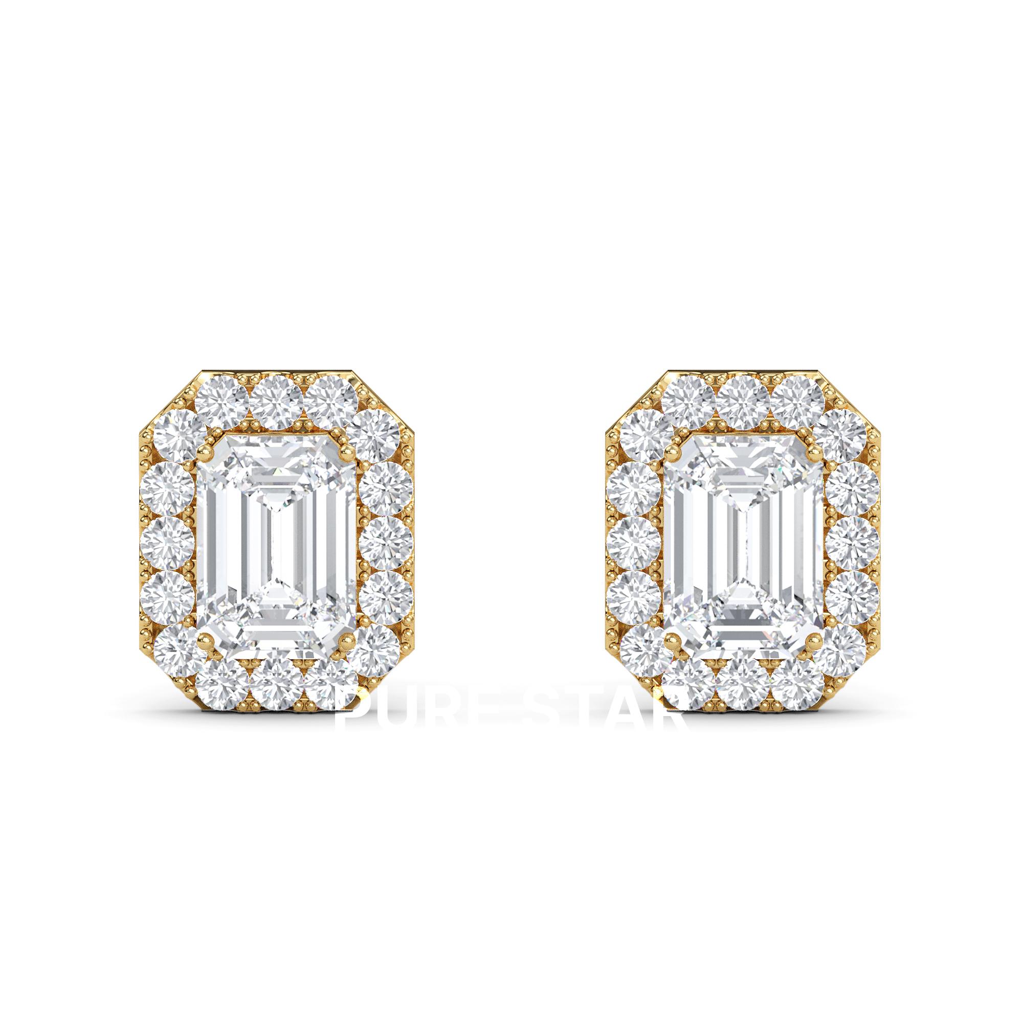 WIlla Emerald Lab Grown  Earring 2CT 10K Yellow Gold-purestarjewelry