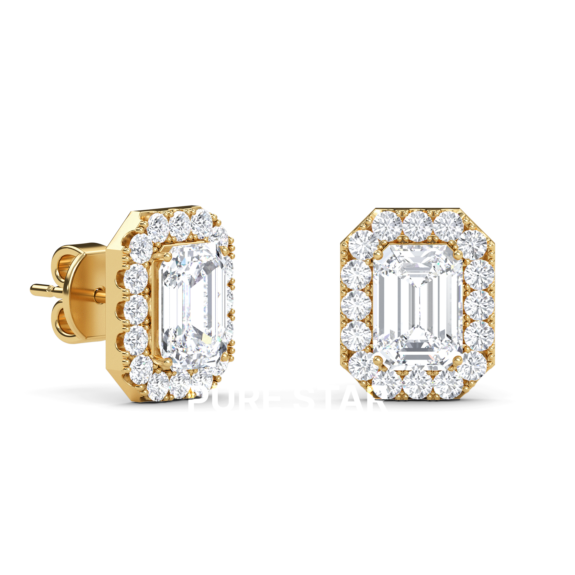 emerald shape diamond earrings