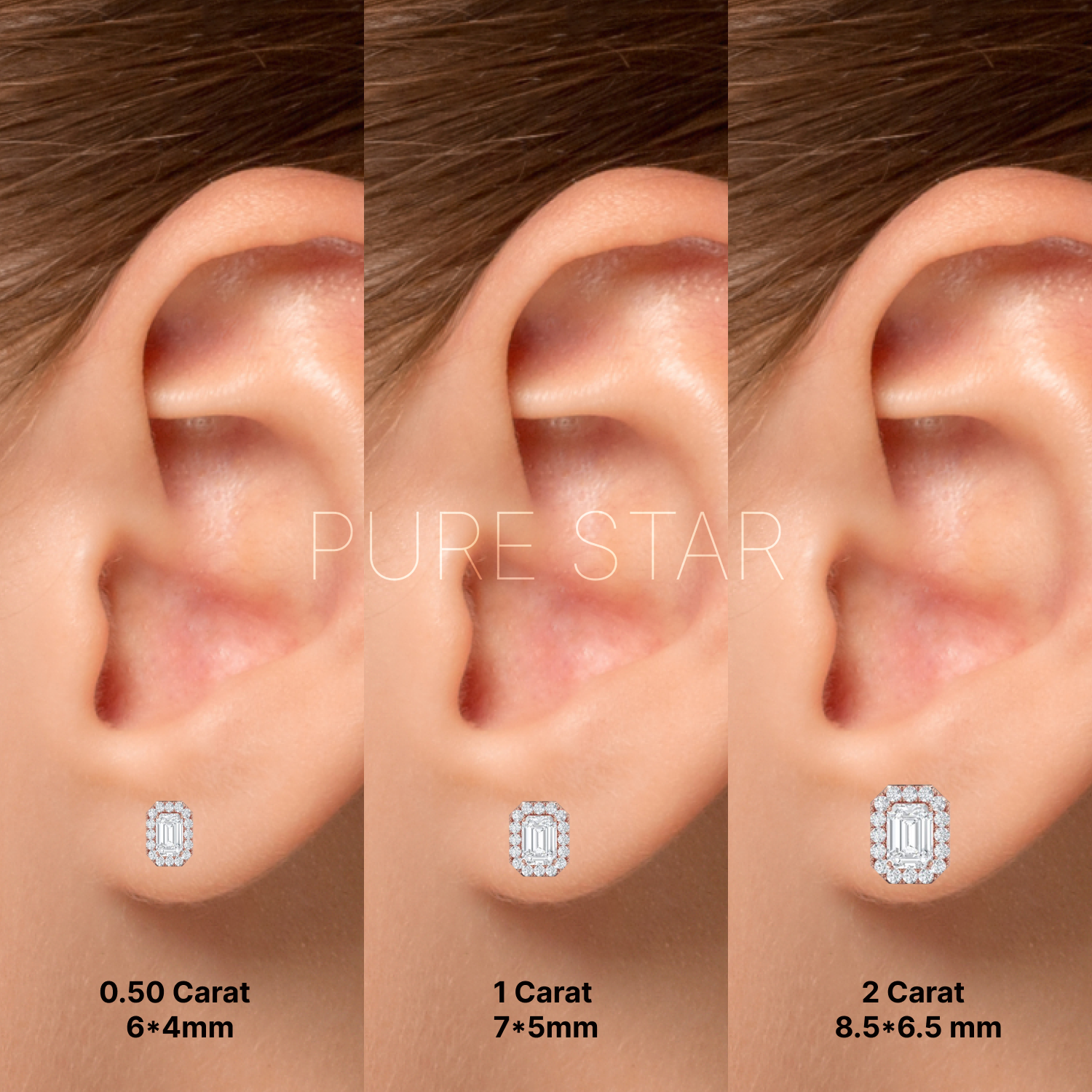 WIlla Emerald Lab Grown  Earring 2CT 10K Yellow Gold-purestarjewelry