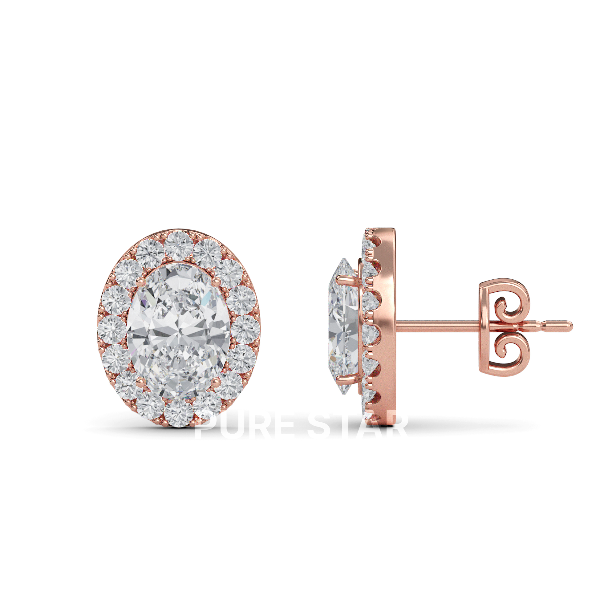 Dahlia Oval Lab Grown  Earring 0.50CT 14K Rose Gold-purestarjewelry