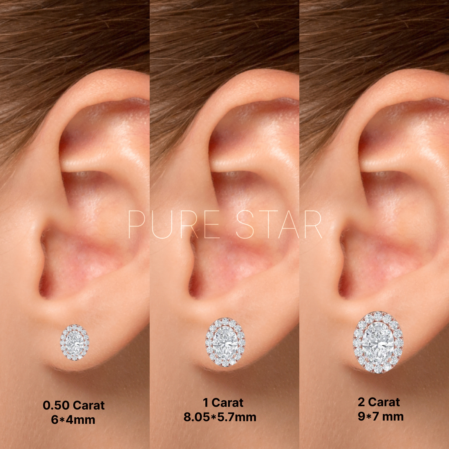 Dahlia Oval Lab Grown  Earring 0.50CT 14K Rose Gold-purestarjewelry