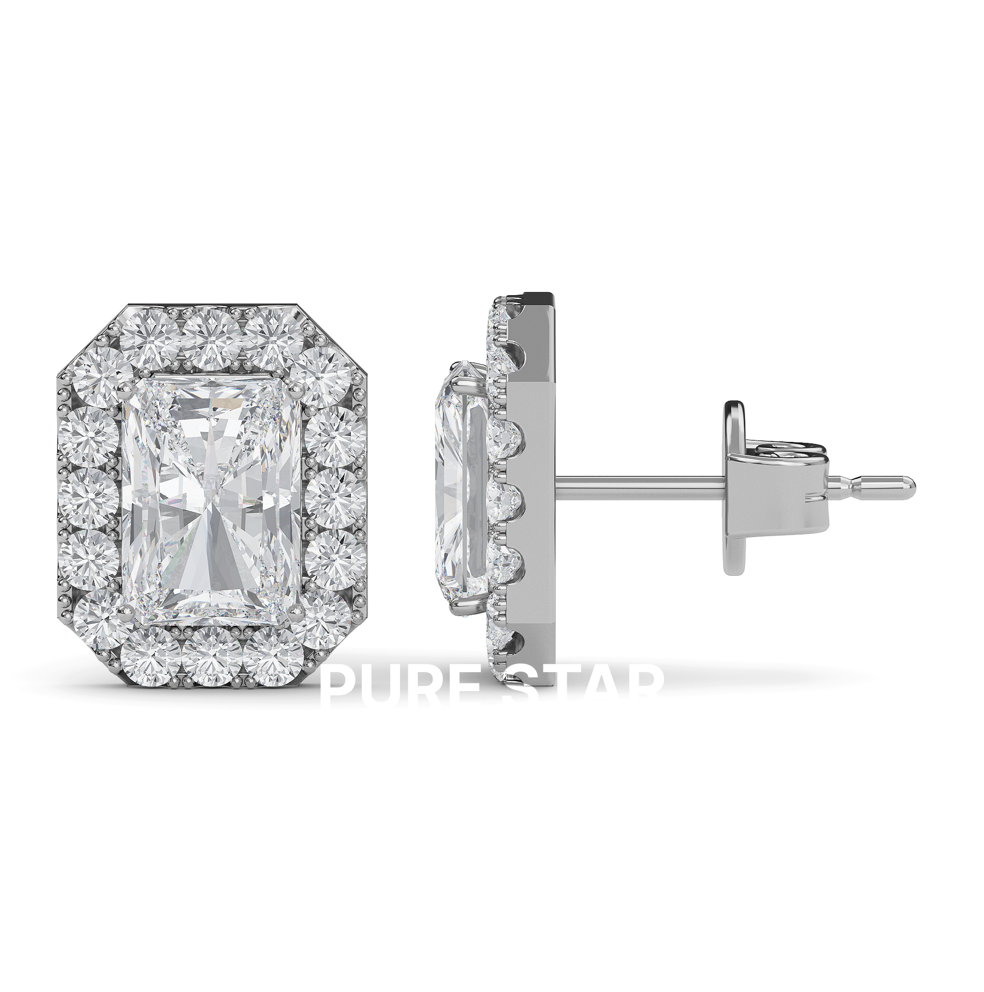 Alba Round Lab Grown  Earring 2CT 18K White Gold-purestarjewelry