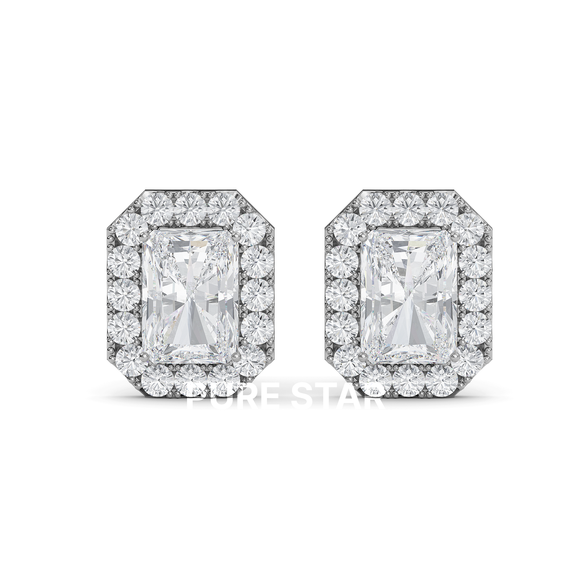Alba Round Lab Grown  Earring 2CT 18K White Gold-purestarjewelry