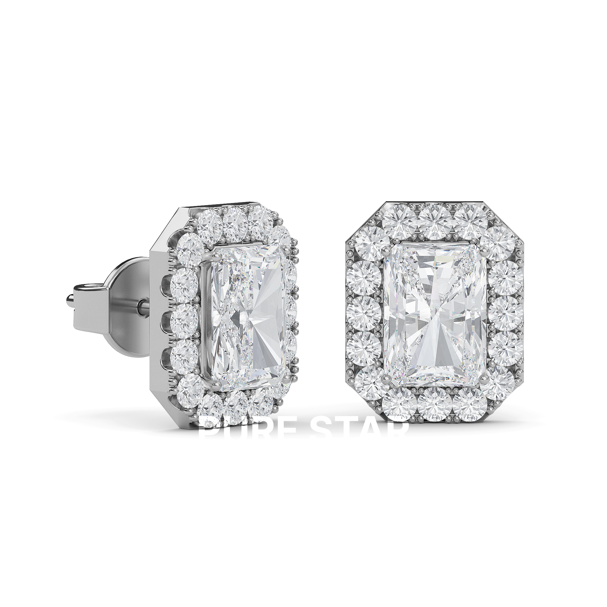 Alba Round Lab Grown  Earring 2CT 18K White Gold-purestarjewelry