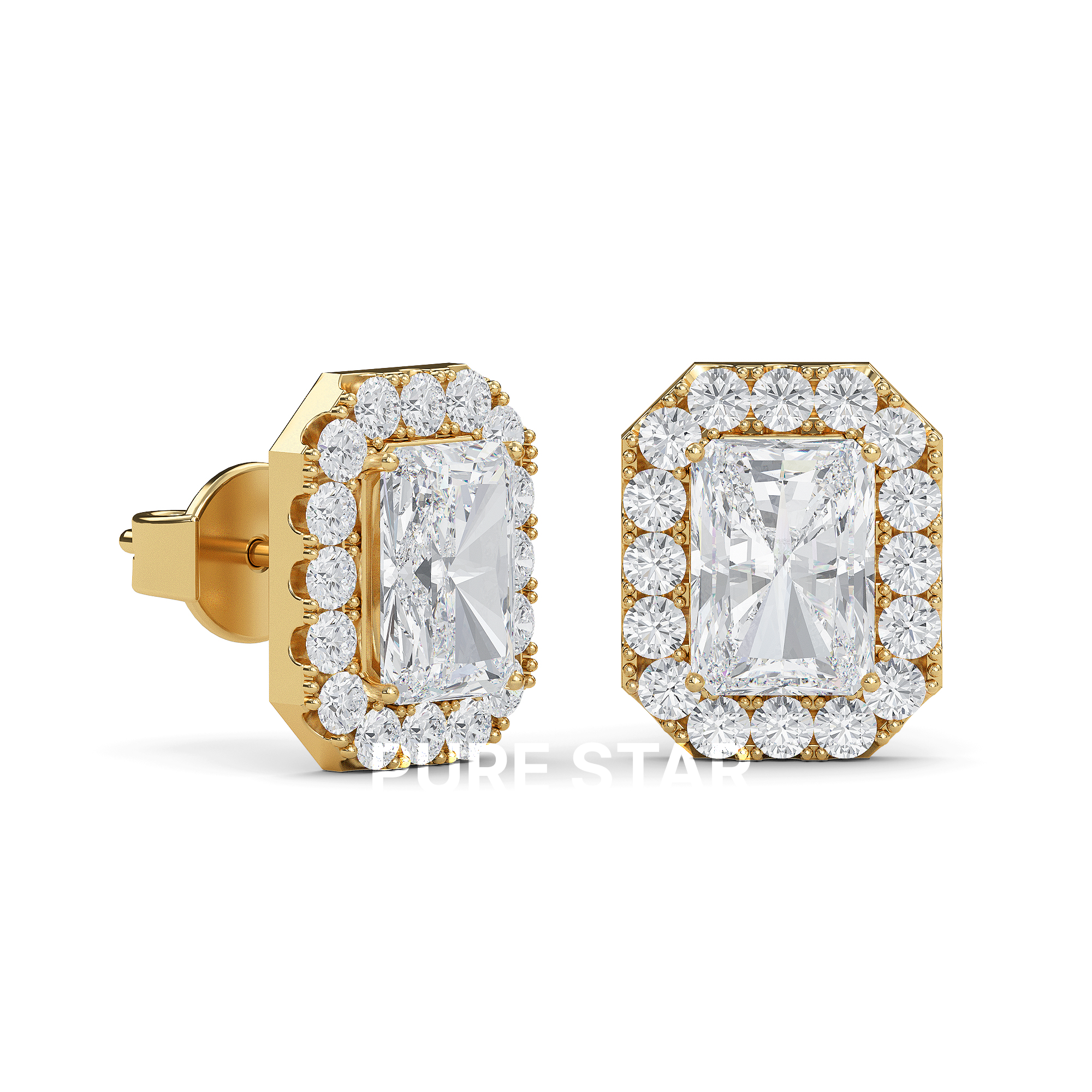 Alba Round Lab Grown  Earring 0.50CT 14K Yellow Gold-purestarjewelry