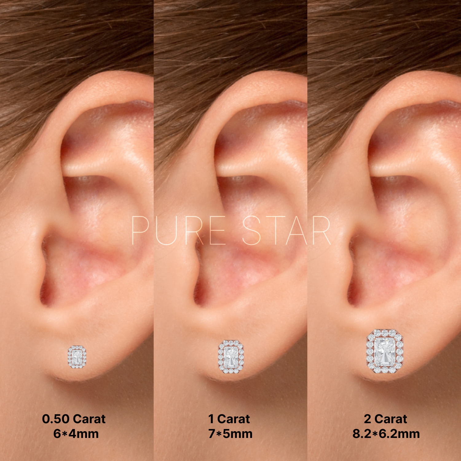 Alba Round Lab Grown  Earring 2CT 10K Yellow Gold-purestarjewelry
