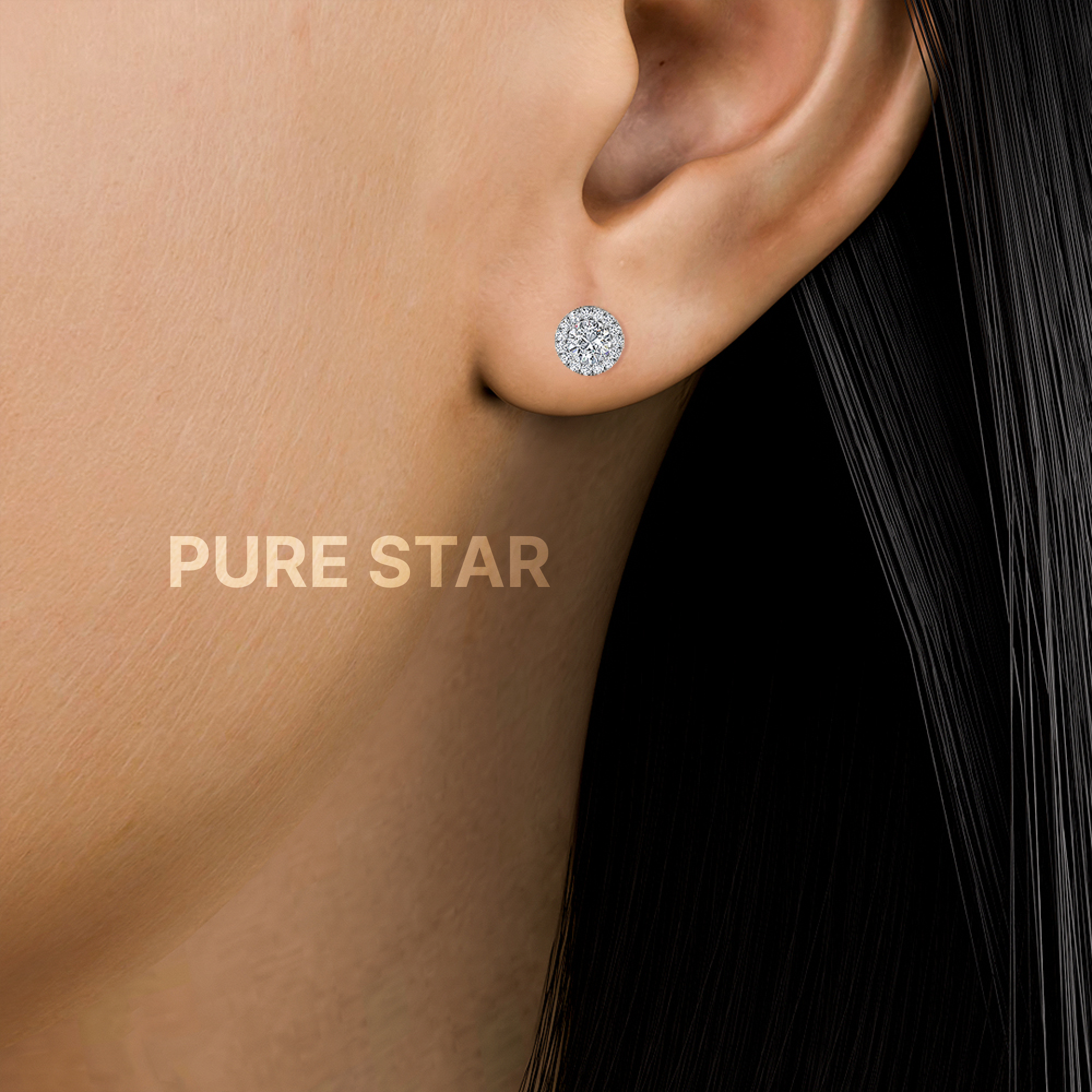 Brielle Round Lab Grown  Earring 2CT 14K Rose Gold-purestarjewelry