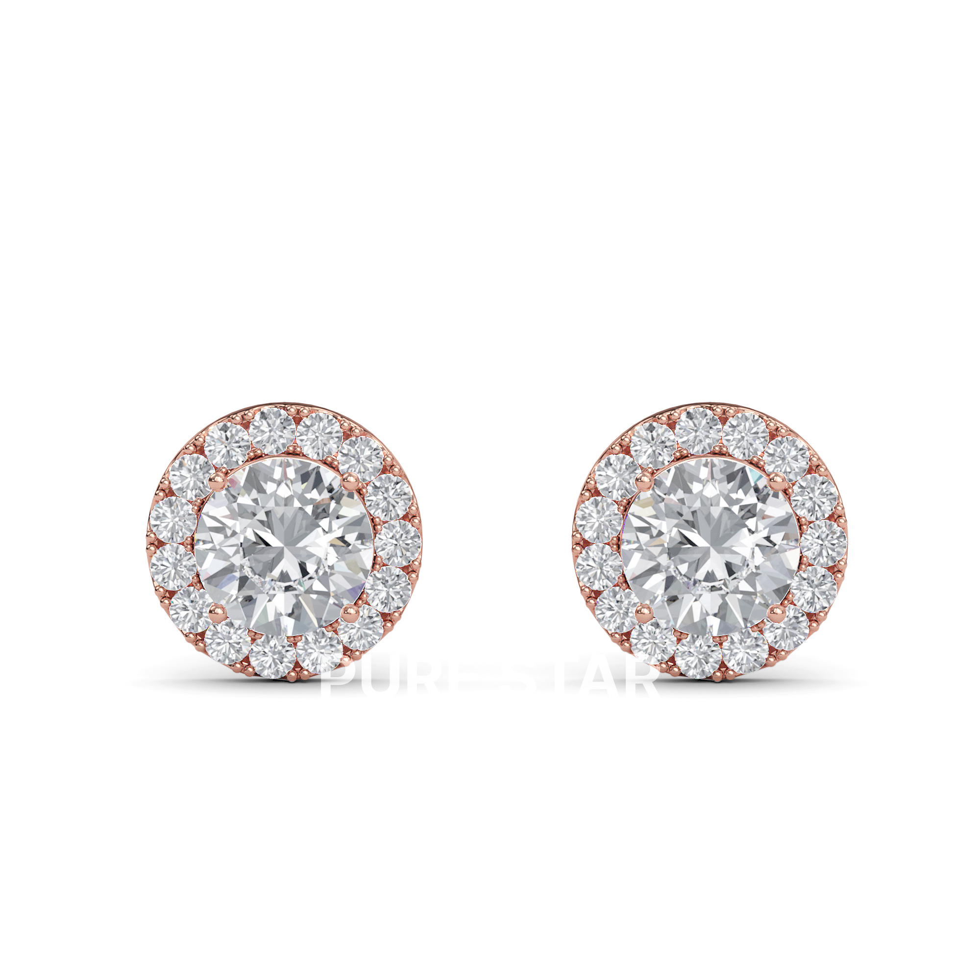 Brielle Round Lab Grown  Earring 2CT 14K Rose Gold-purestarjewelry