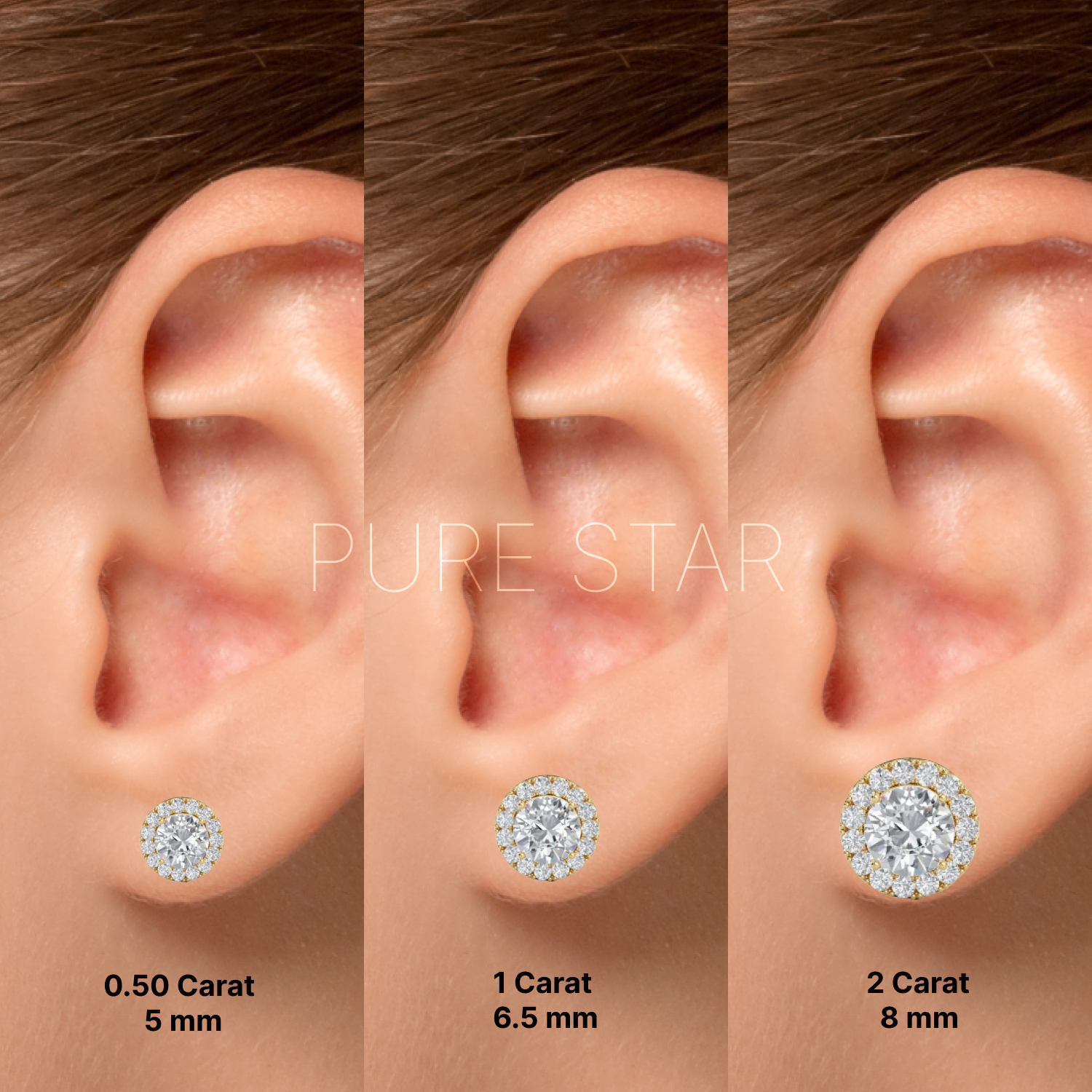Brielle Round Lab Grown  Earring 2CT 14K Rose Gold-purestarjewelry