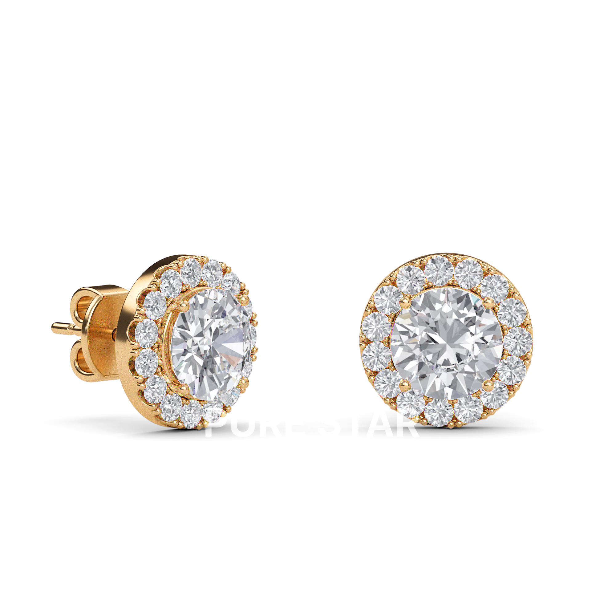 Brielle Round Lab Grown  Earring 1CT 14K Yellow Gold-purestarjewelry