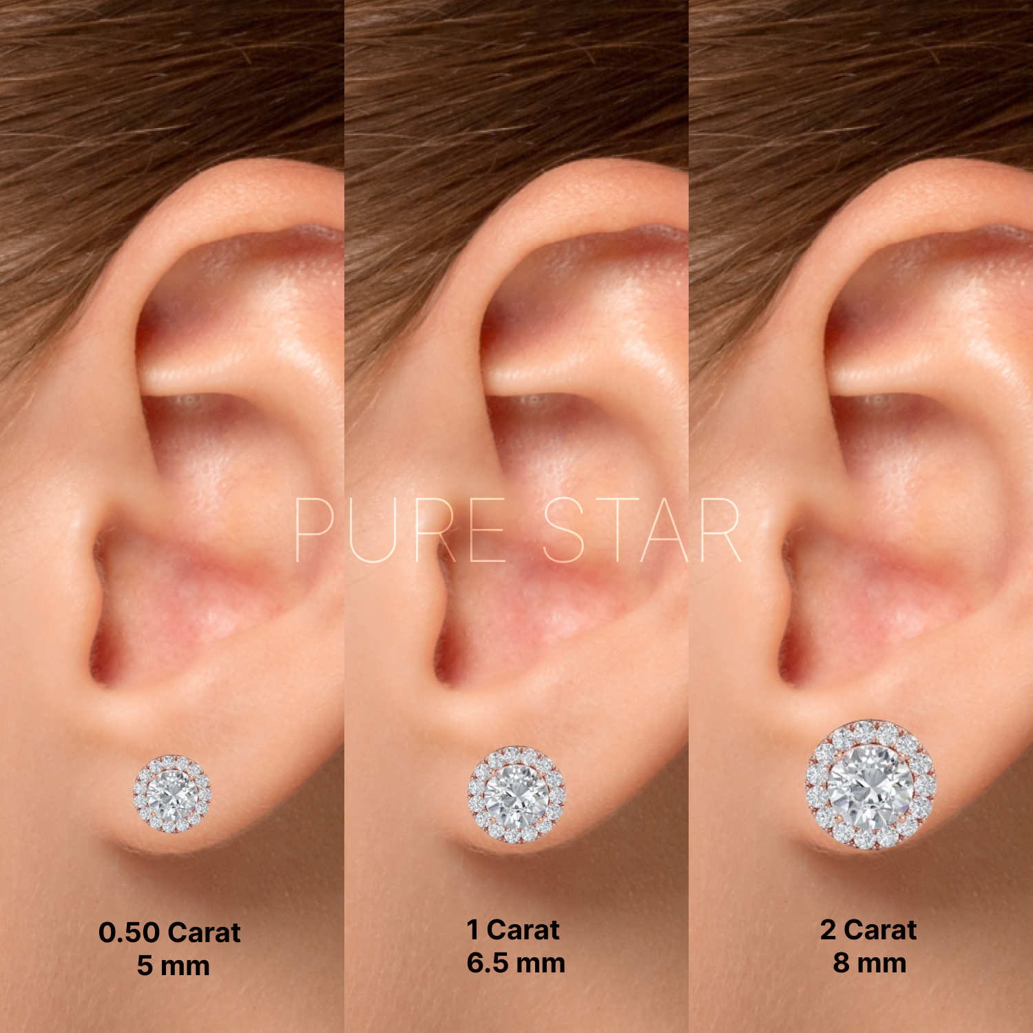 Brielle Round Lab Grown  Earring 1CT 14K Yellow Gold-purestarjewelry