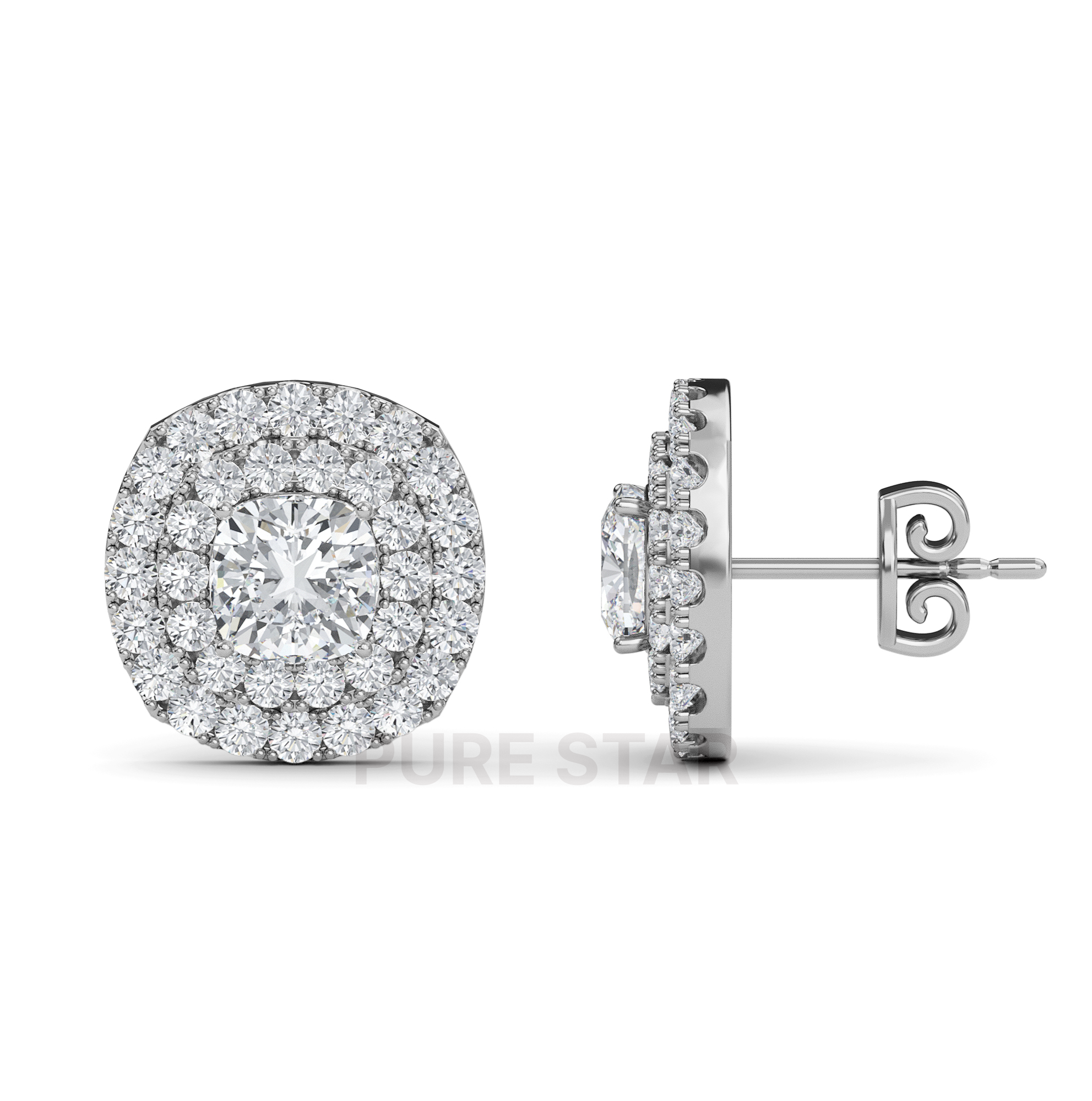 Samara Cushion Lab Grown Earring 1CT 10K White Gold-purestarjewelry