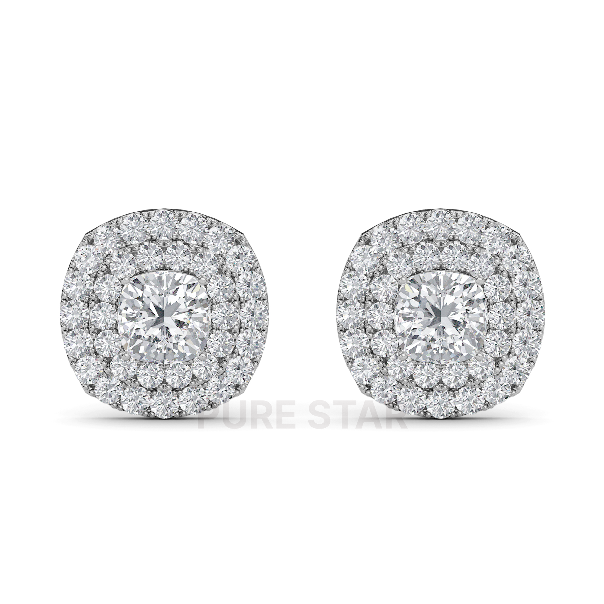 Samara Cushion Lab Grown Earring 1CT 18K White Gold-purestarjewelry