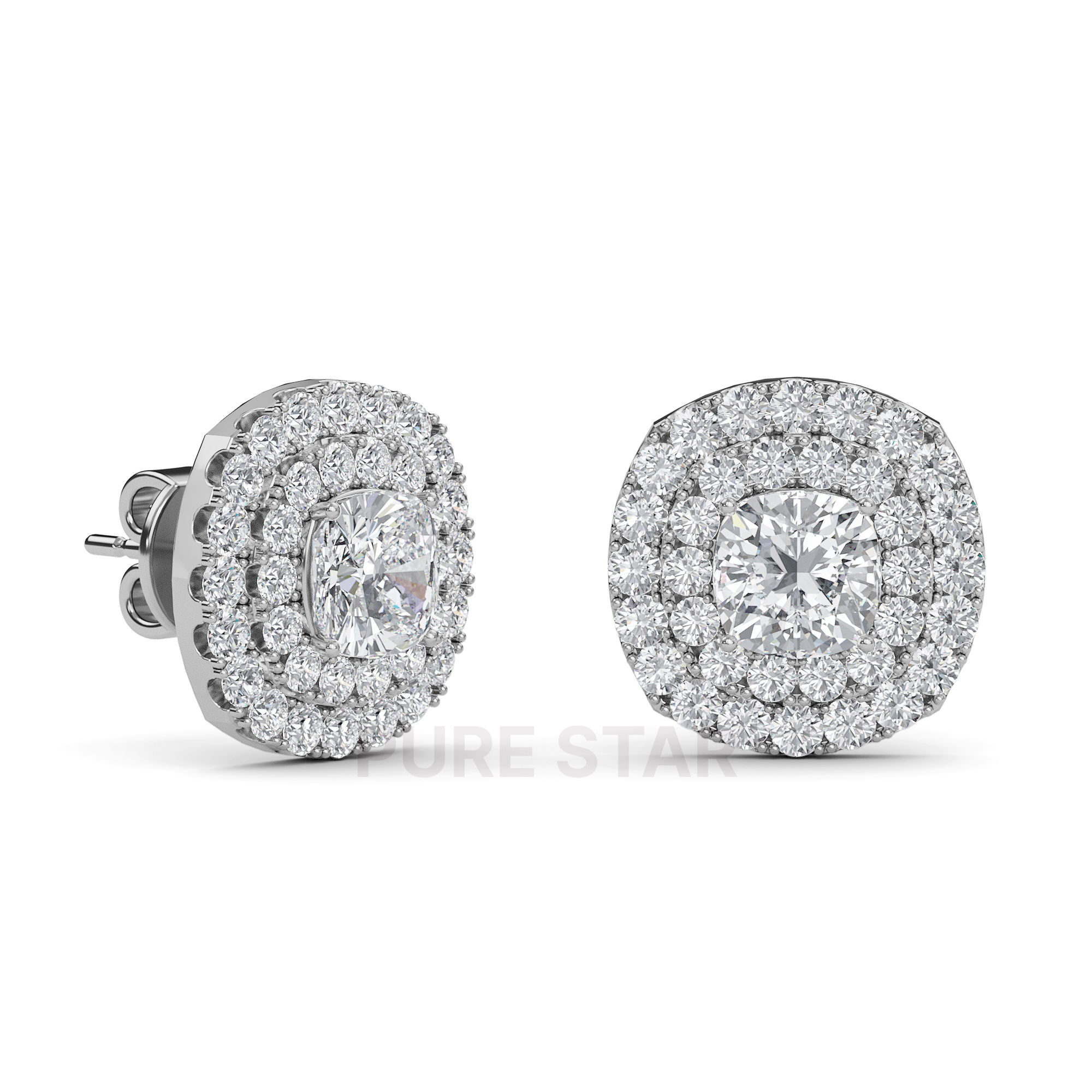 Samara Cushion Lab Grown Earring 1CT 18K White Gold-purestarjewelry