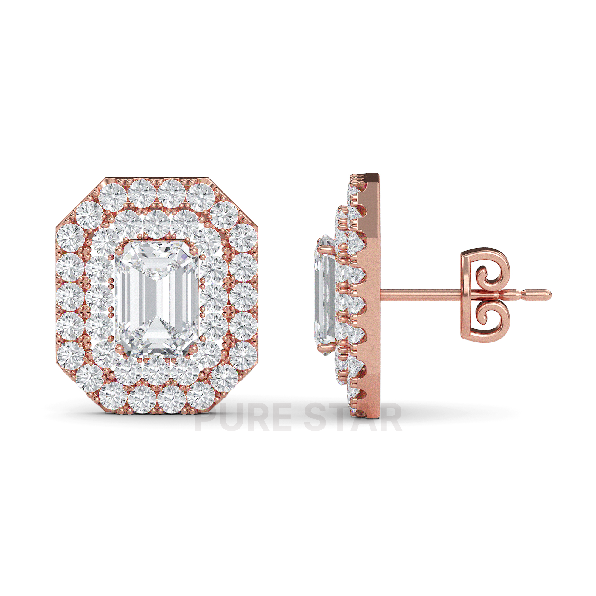Miriam Emerald Lab Grown  Earring 2CT 14K Rose Gold-purestarjewelry
