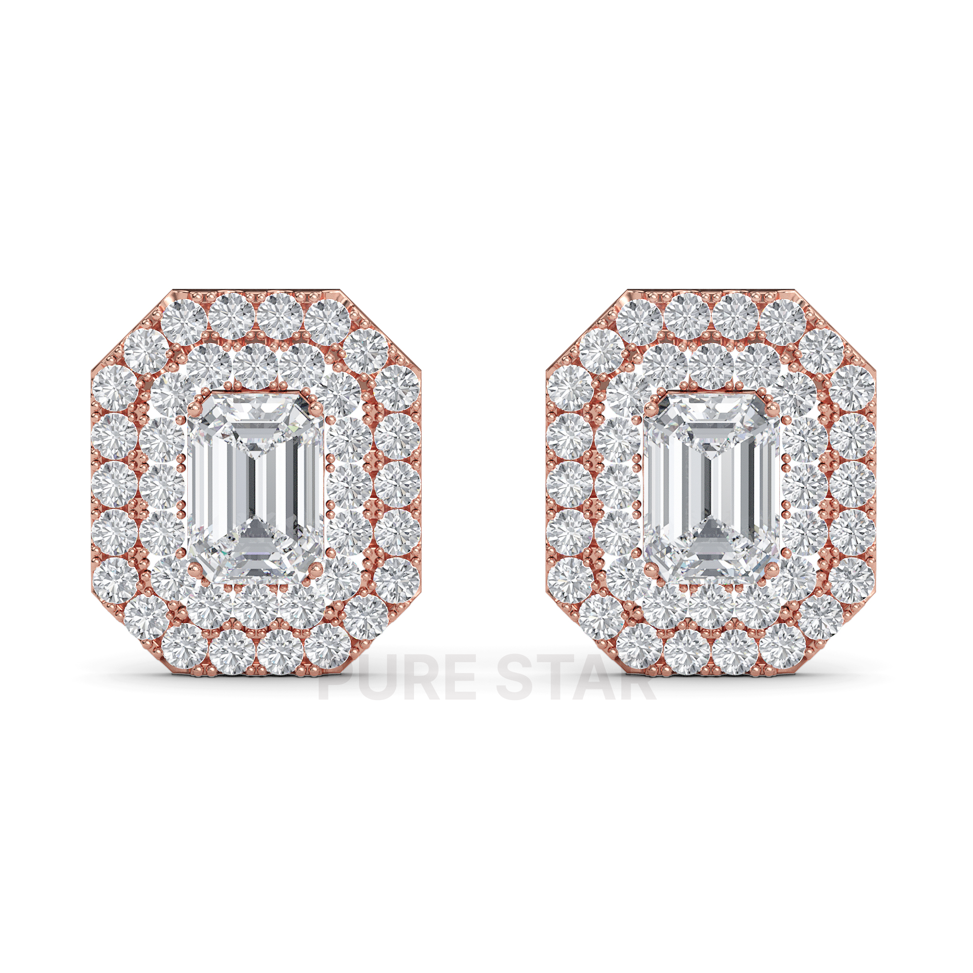 Miriam Emerald Lab Grown  Earring 2CT 14K Rose Gold-purestarjewelry