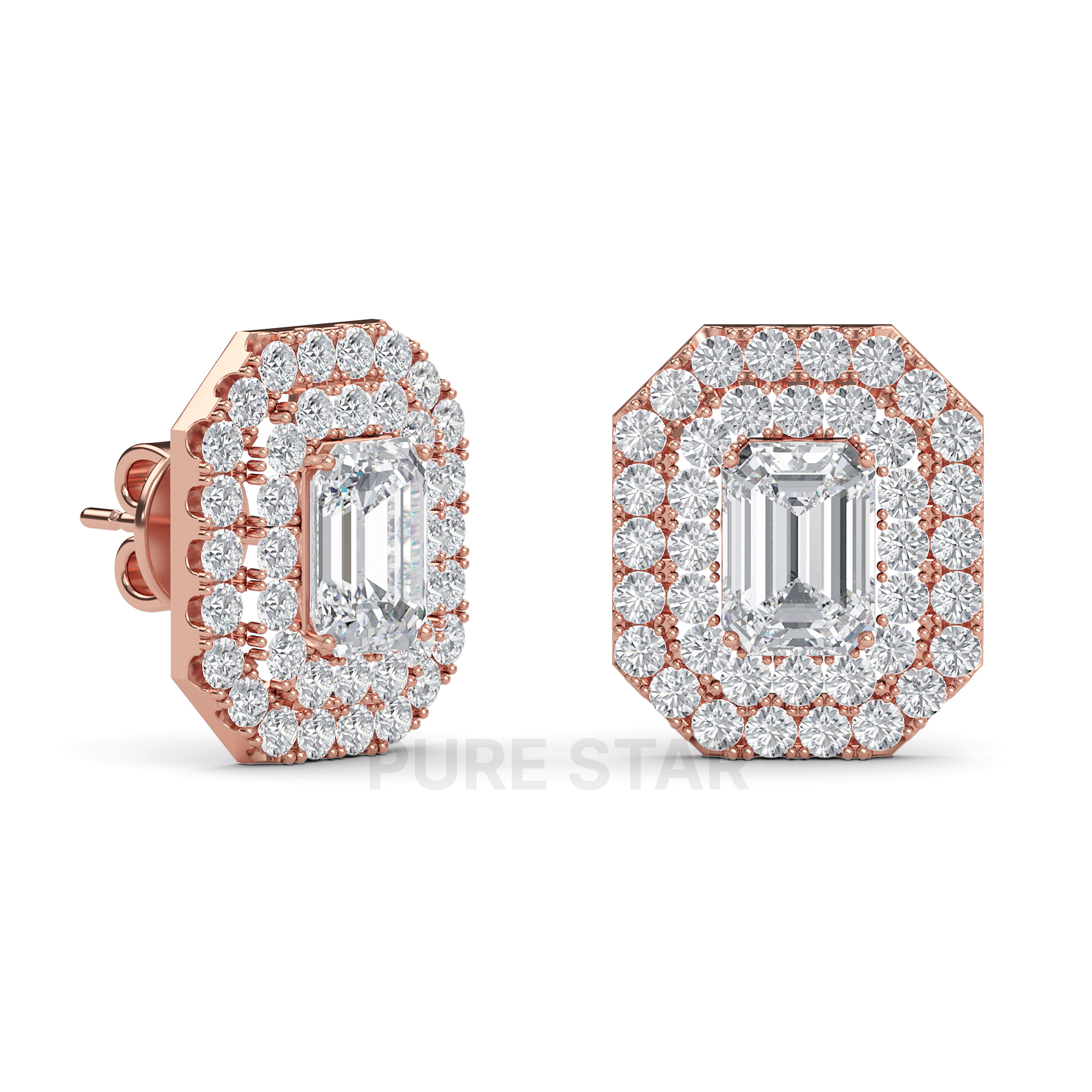 Miriam Emerald Lab Grown  Earring 2CT 14K Rose Gold-purestarjewelry