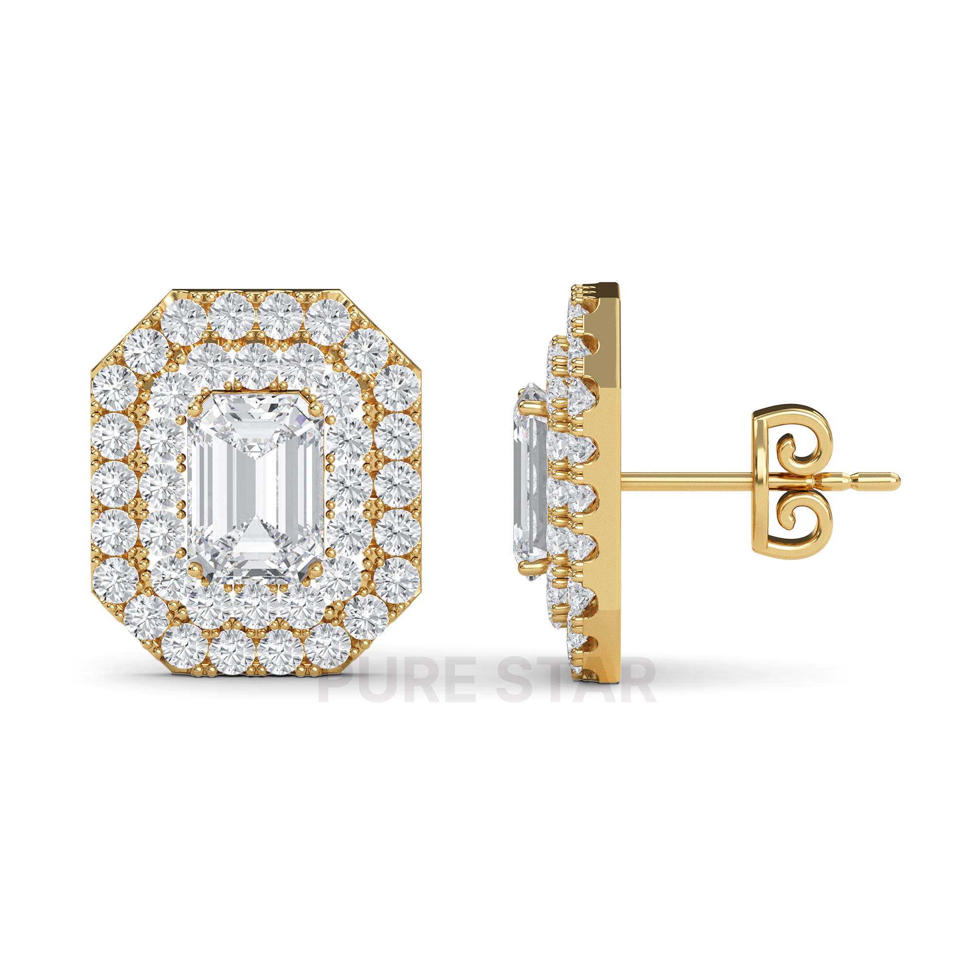 Miriam Emerald Lab Grown  Earring 1CT 18K Yellow Gold-purestarjewelry