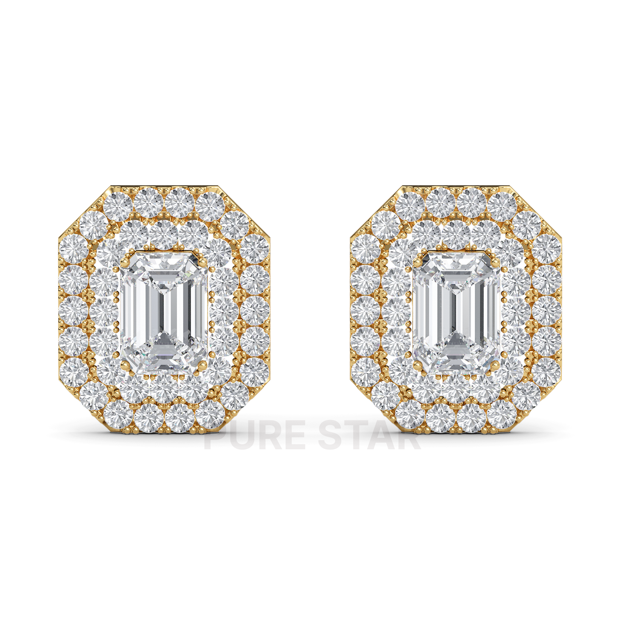 Miriam Emerald Lab Grown  Earring 1CT 18K Yellow Gold-purestarjewelry