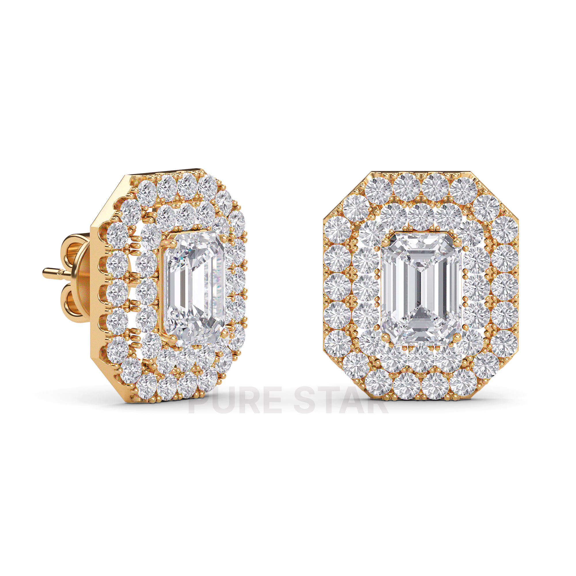 Miriam Emerald Lab Grown  Earring 1CT 18K Yellow Gold-purestarjewelry