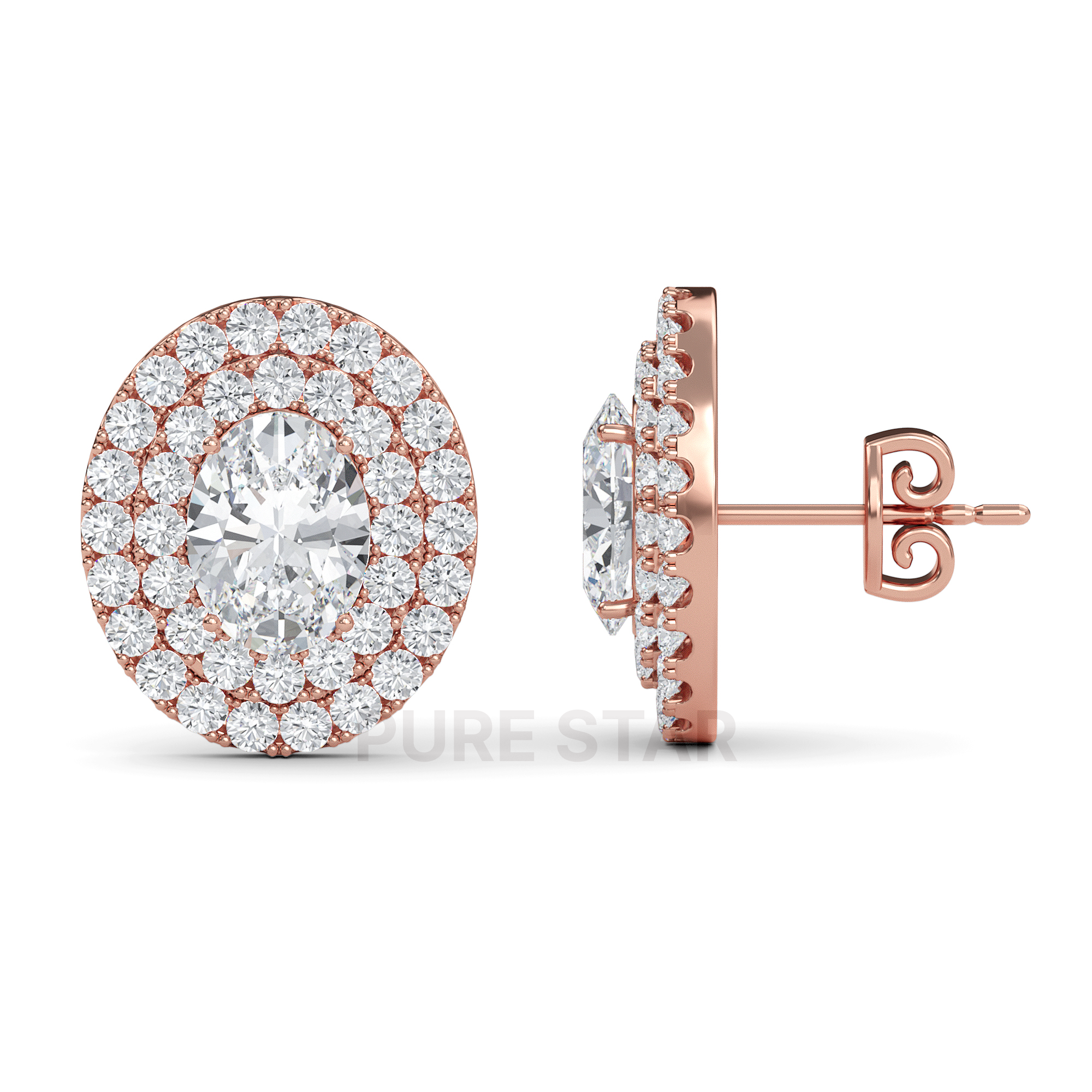 Sawyer Oval Lab Grown  Earring 1CT 18K Rose Gold-purestarjewelry