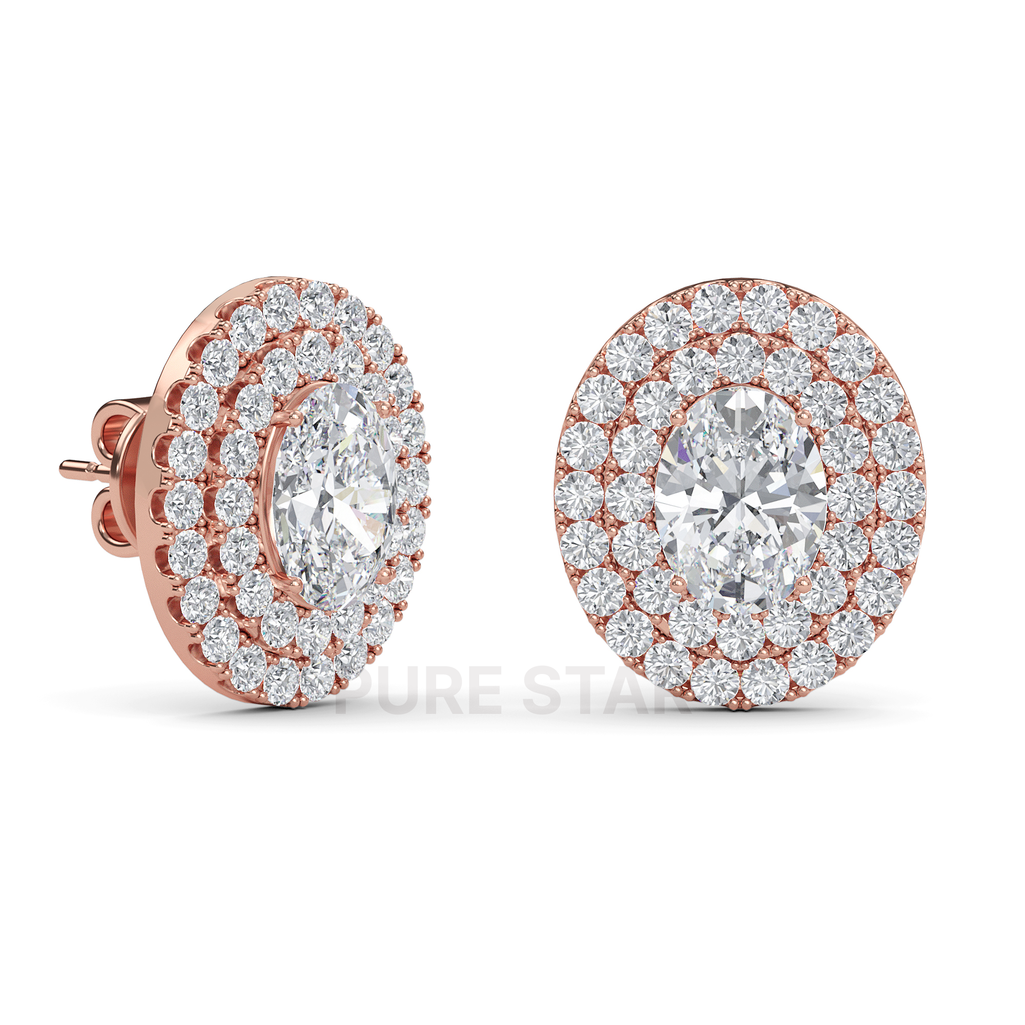 Sawyer Oval Lab Grown  Earring 1CT 18K Rose Gold-purestarjewelry