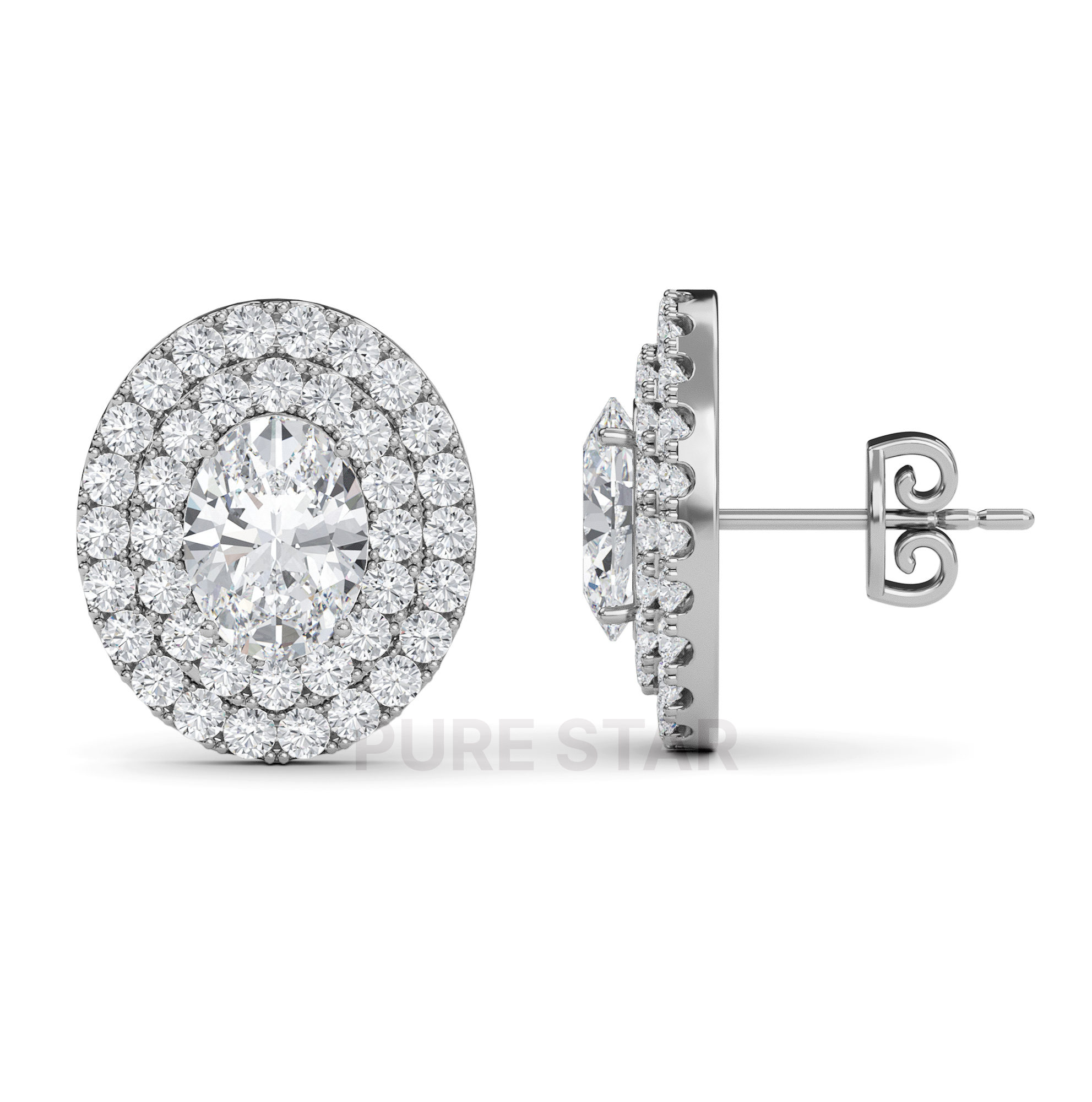 Sawyer Oval Lab Grown  Earring 0.50CT 14K White Gold-purestarjewelry